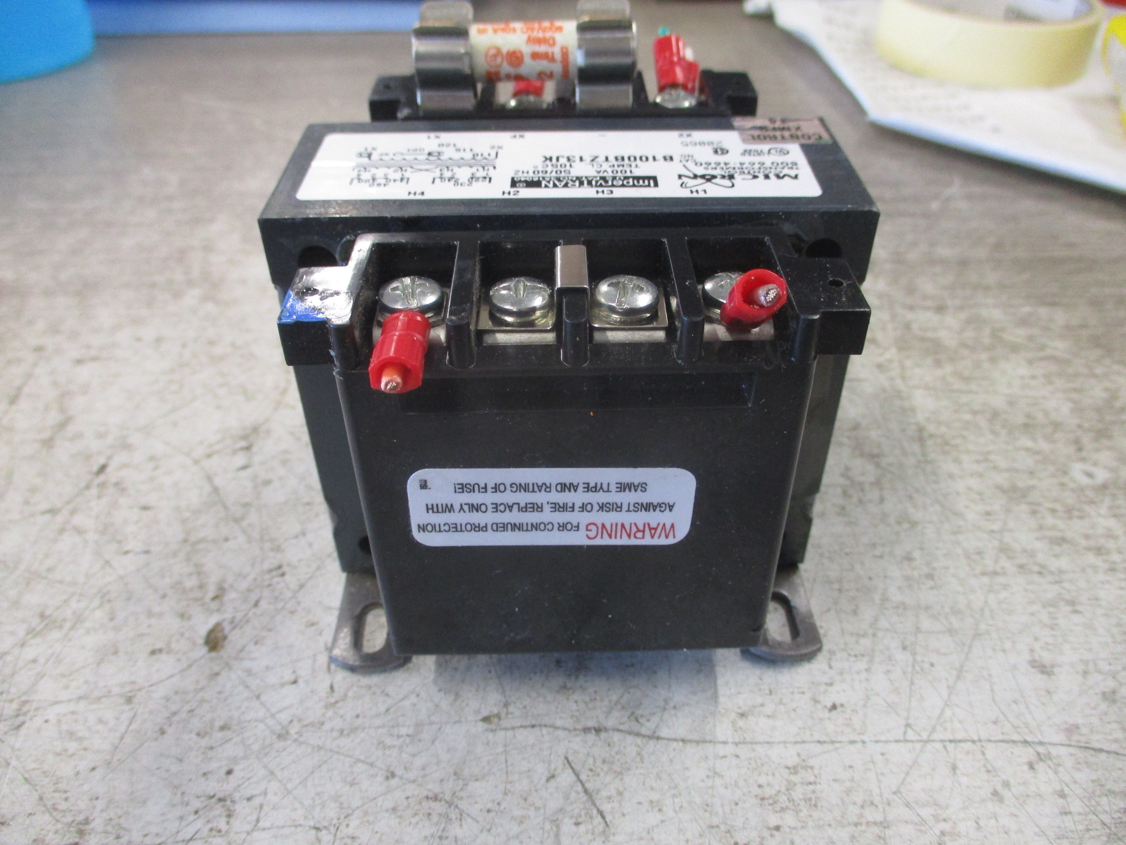 Micron ImperviTRAN Control Transformer B100BTZ13JK 100VA Pri: 240/480V