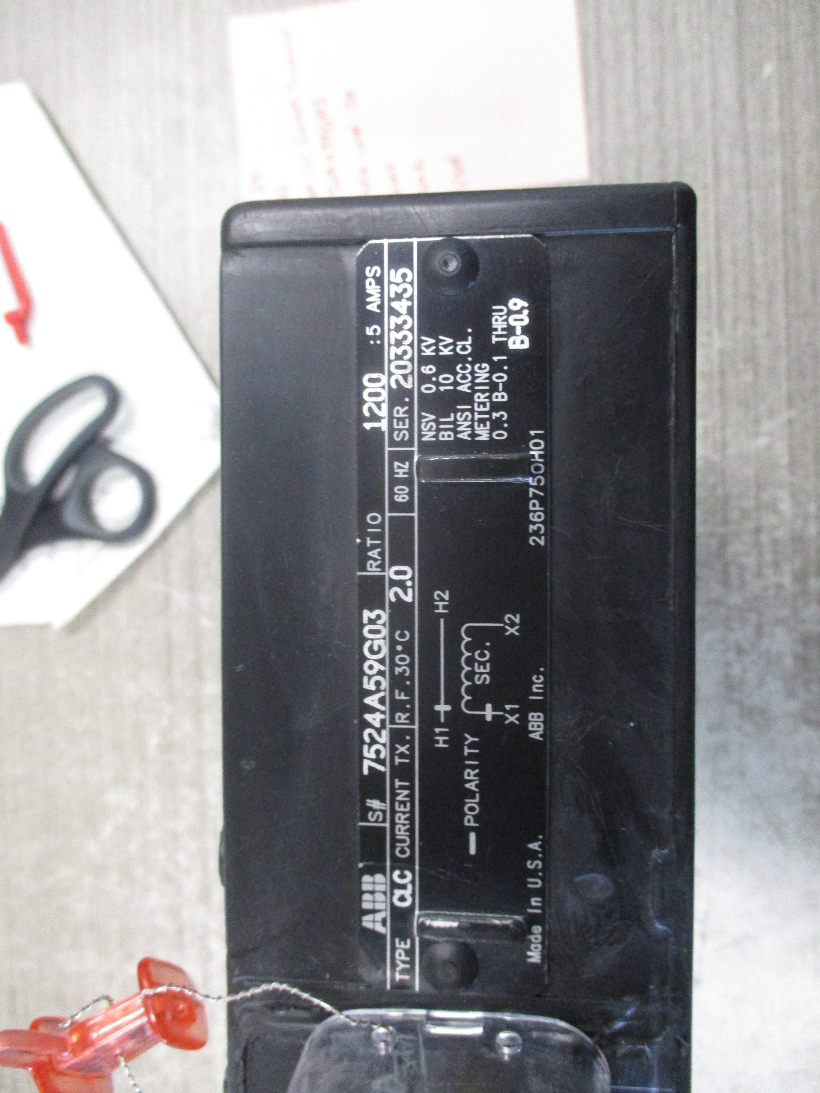 ABB Type CLC Current Transformer 7524A59G03 Ratio 1200:5A 600V 60Hz Used