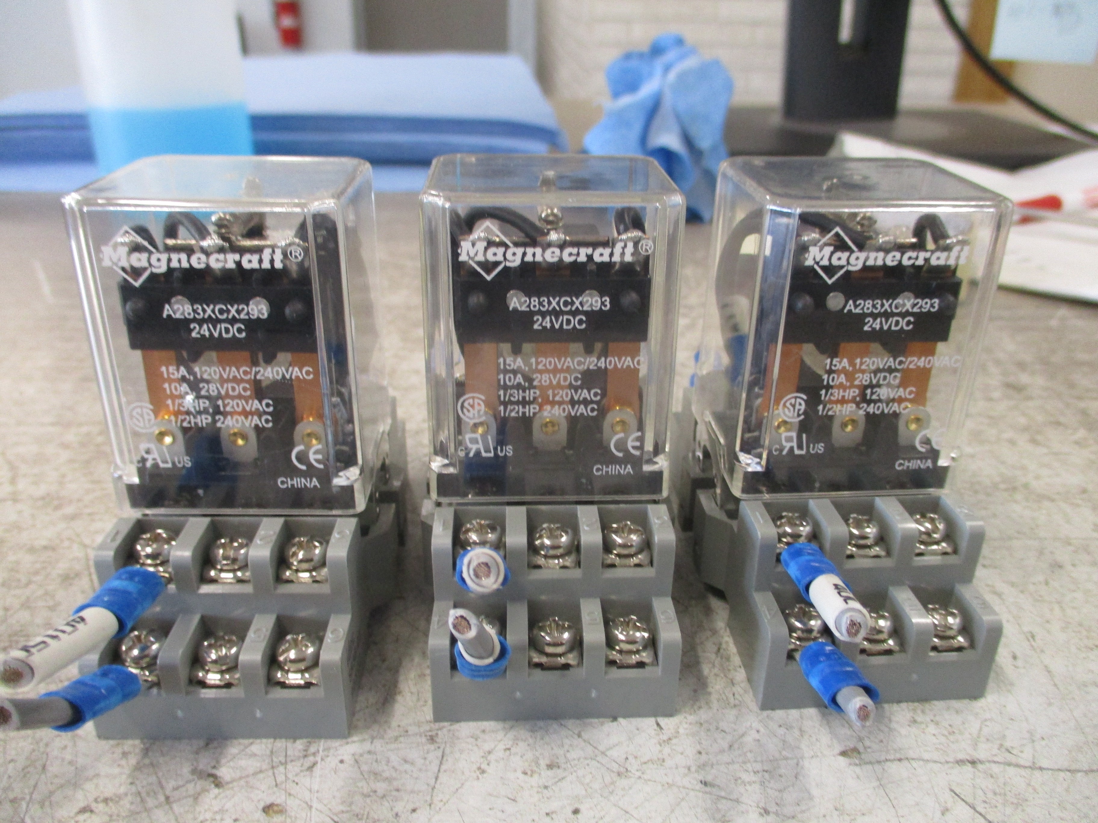 Magnecraft Relay A283XCX293 24VDC Coil W/Base *Lot of 3* Used