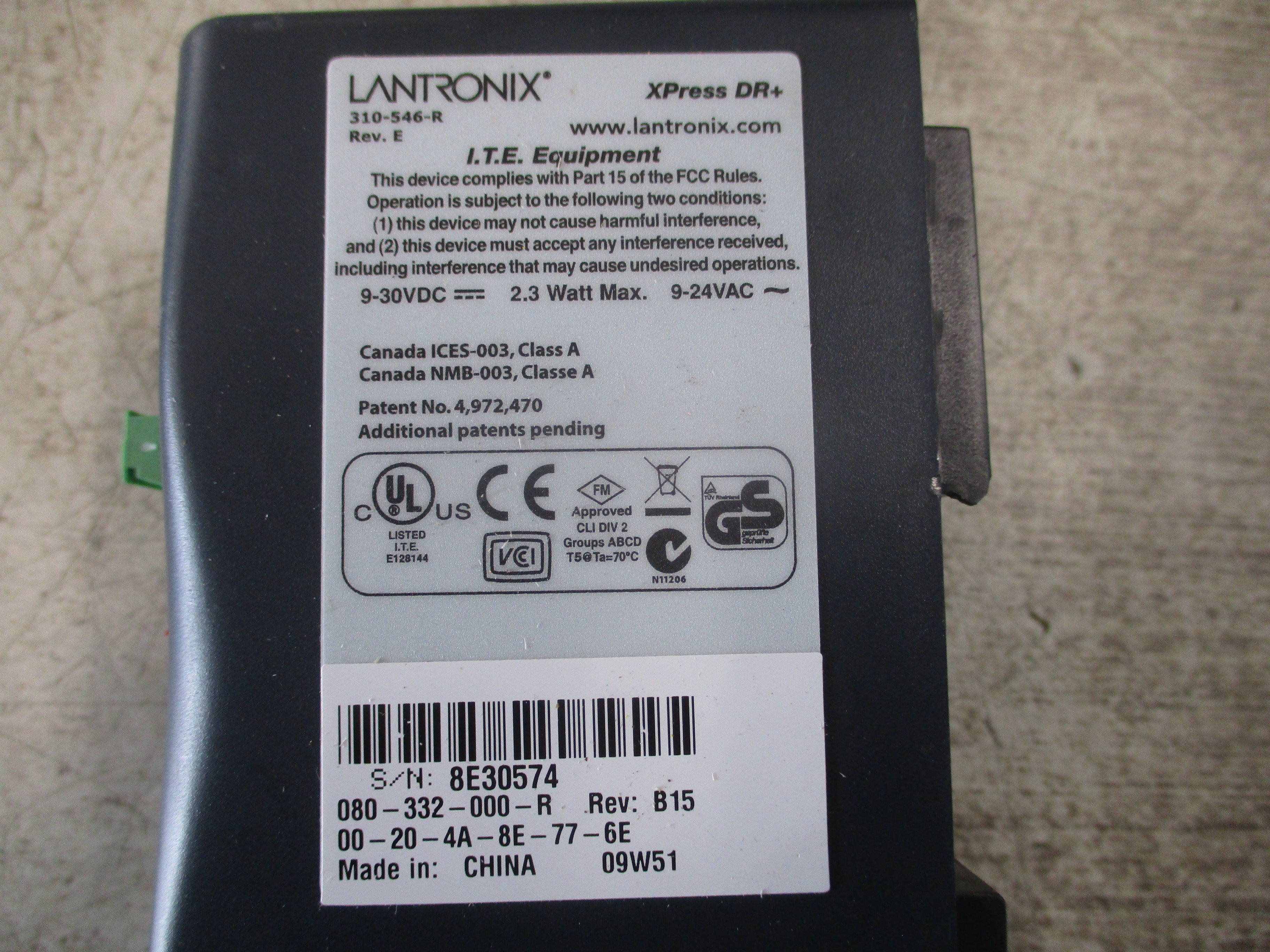 Lantronix xPress DR+ Serial-to-Ethernet Device Server 310-546-R Rev. E 2.3W