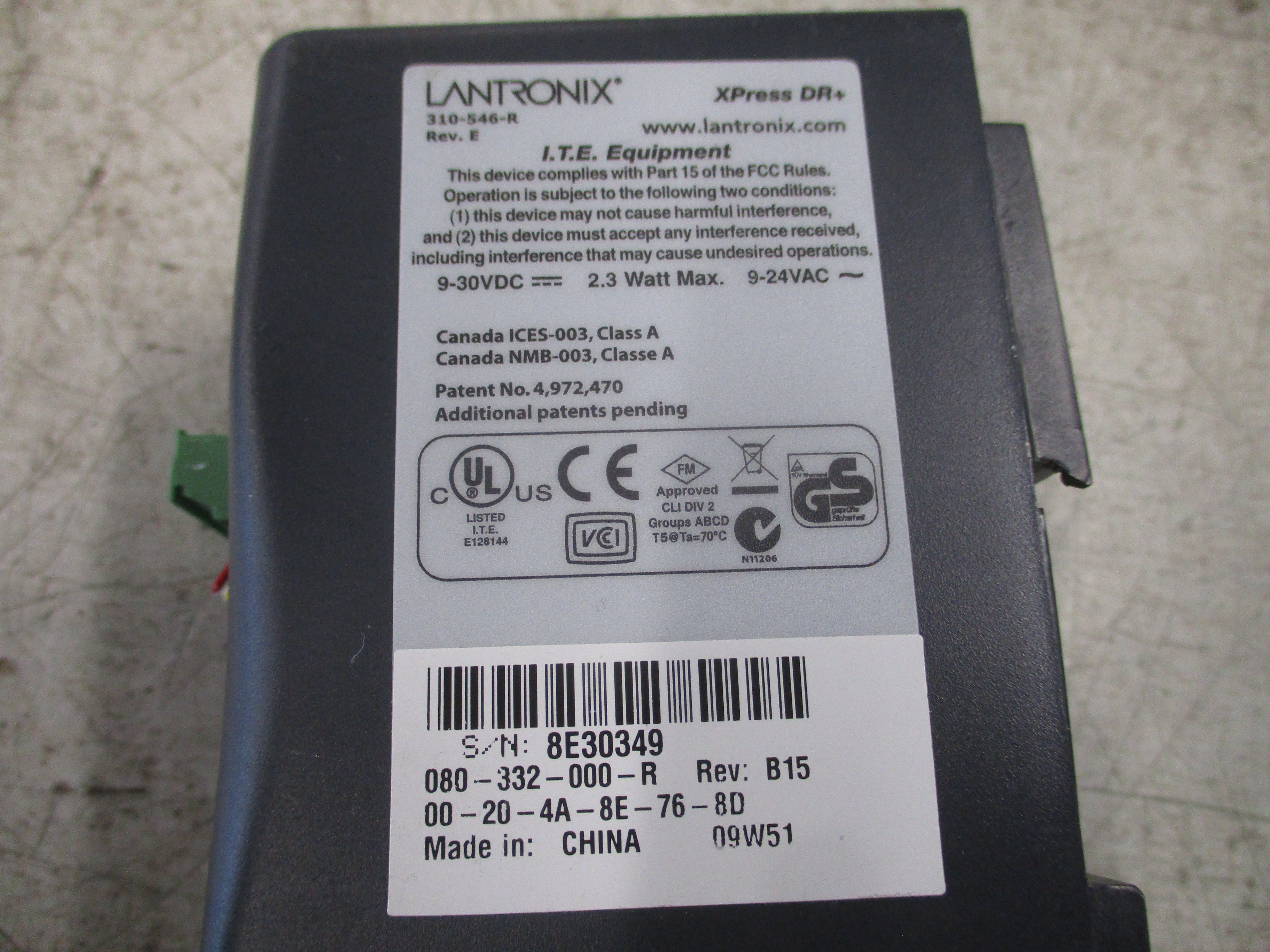 Lantronix xPress DR+ Serial-to-Ethernet Device Server 310-546-R Rev. E 2.3W