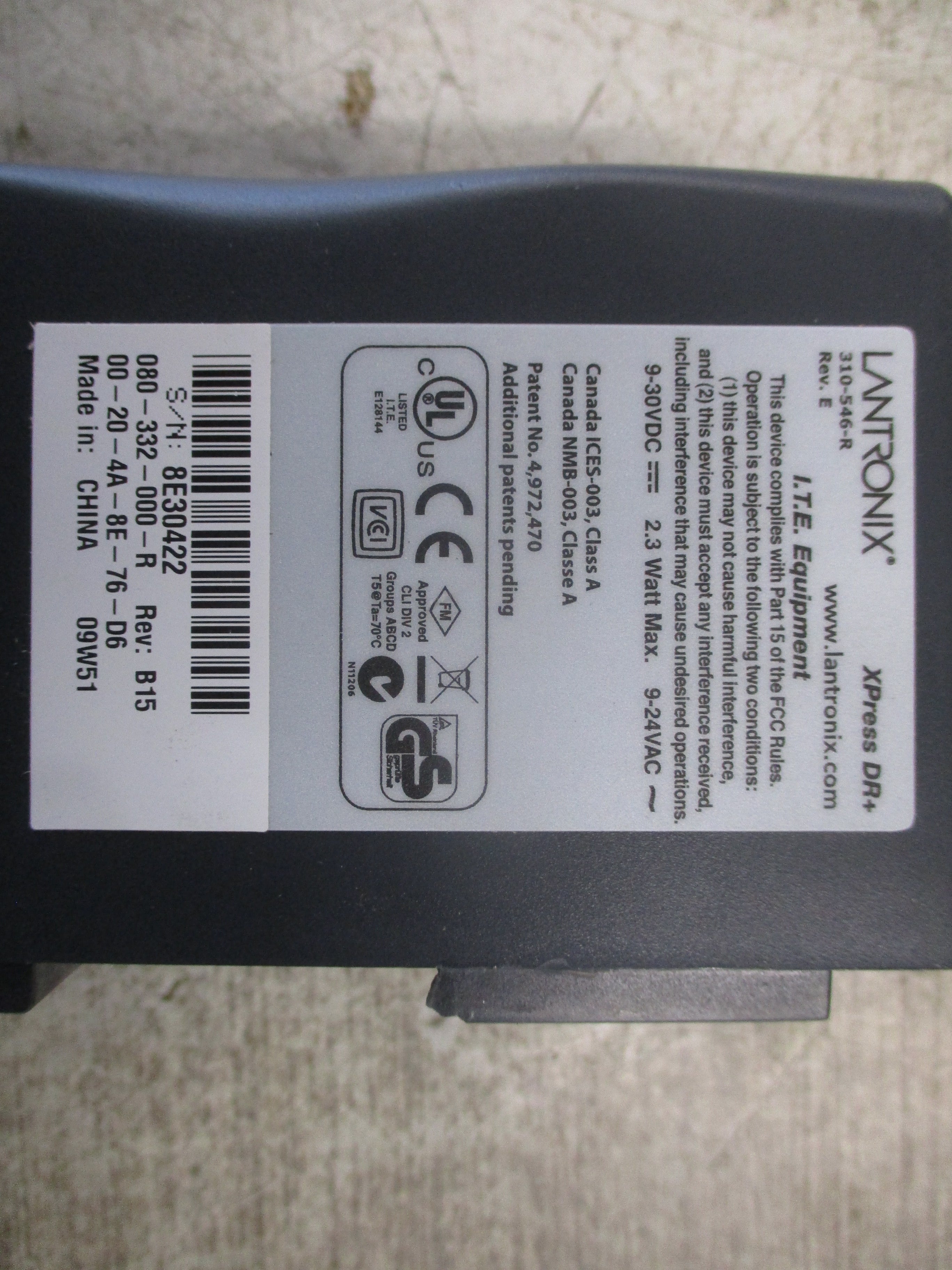 Lantronix xPress DR+ Serial-to-Ethernet Device Server 310-546-R Rev. E 2.3W