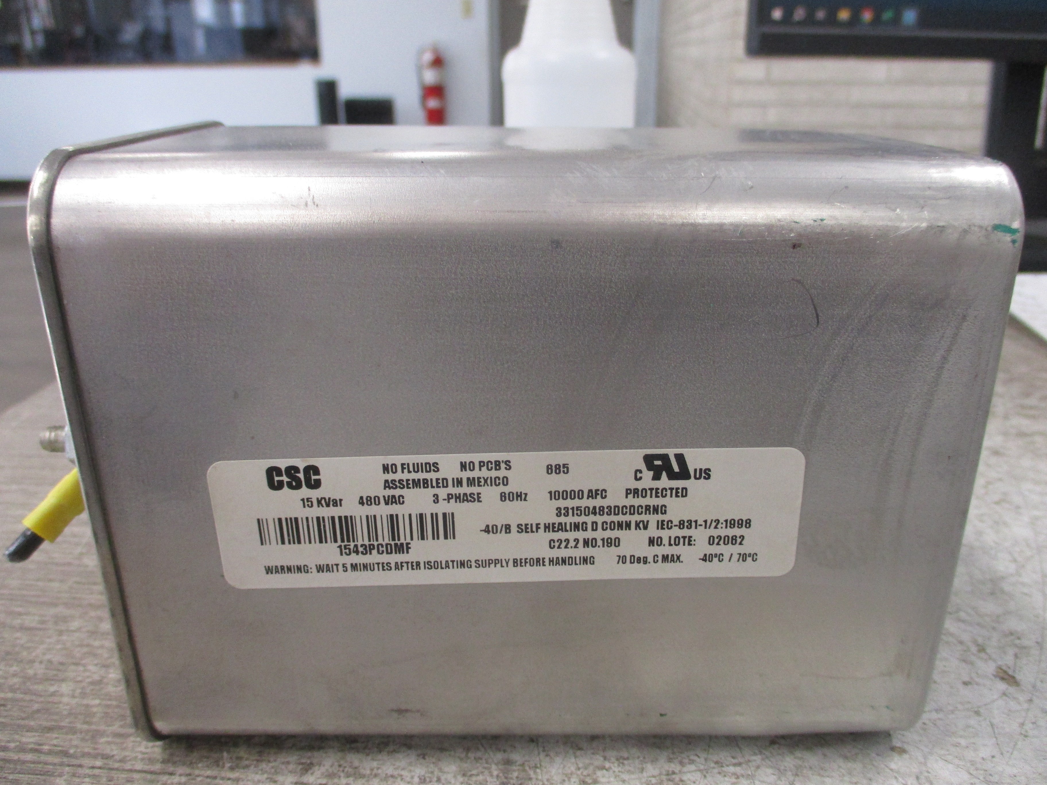 CSC Capacitor 1543PCDMF 15 KVar 480V 3Ph 60Hz *Dented* Used