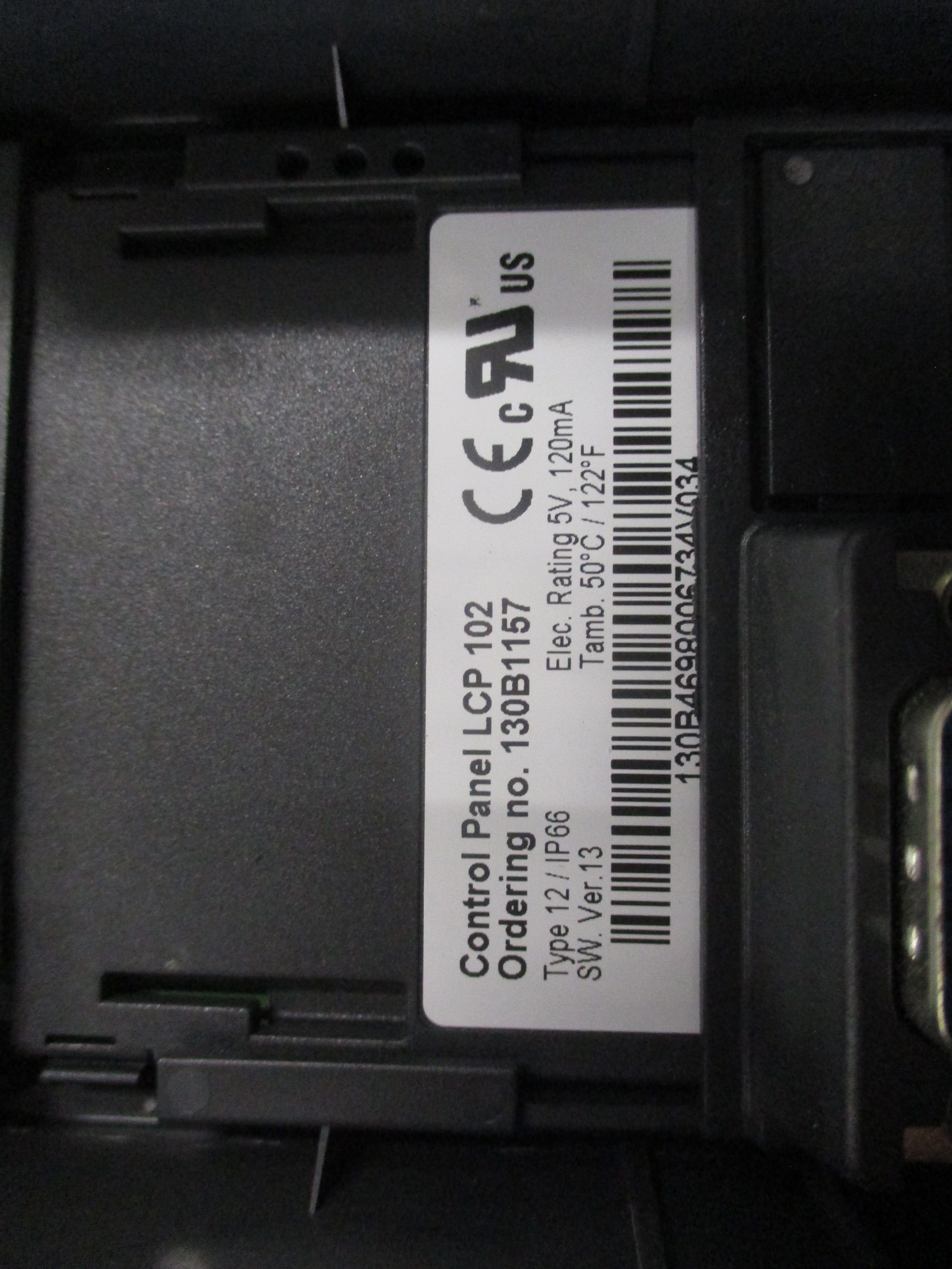 Danfoss LCP 102 Keypad 130B1157 SW Ver. 13 Type 12/IP66 W/Mount Used