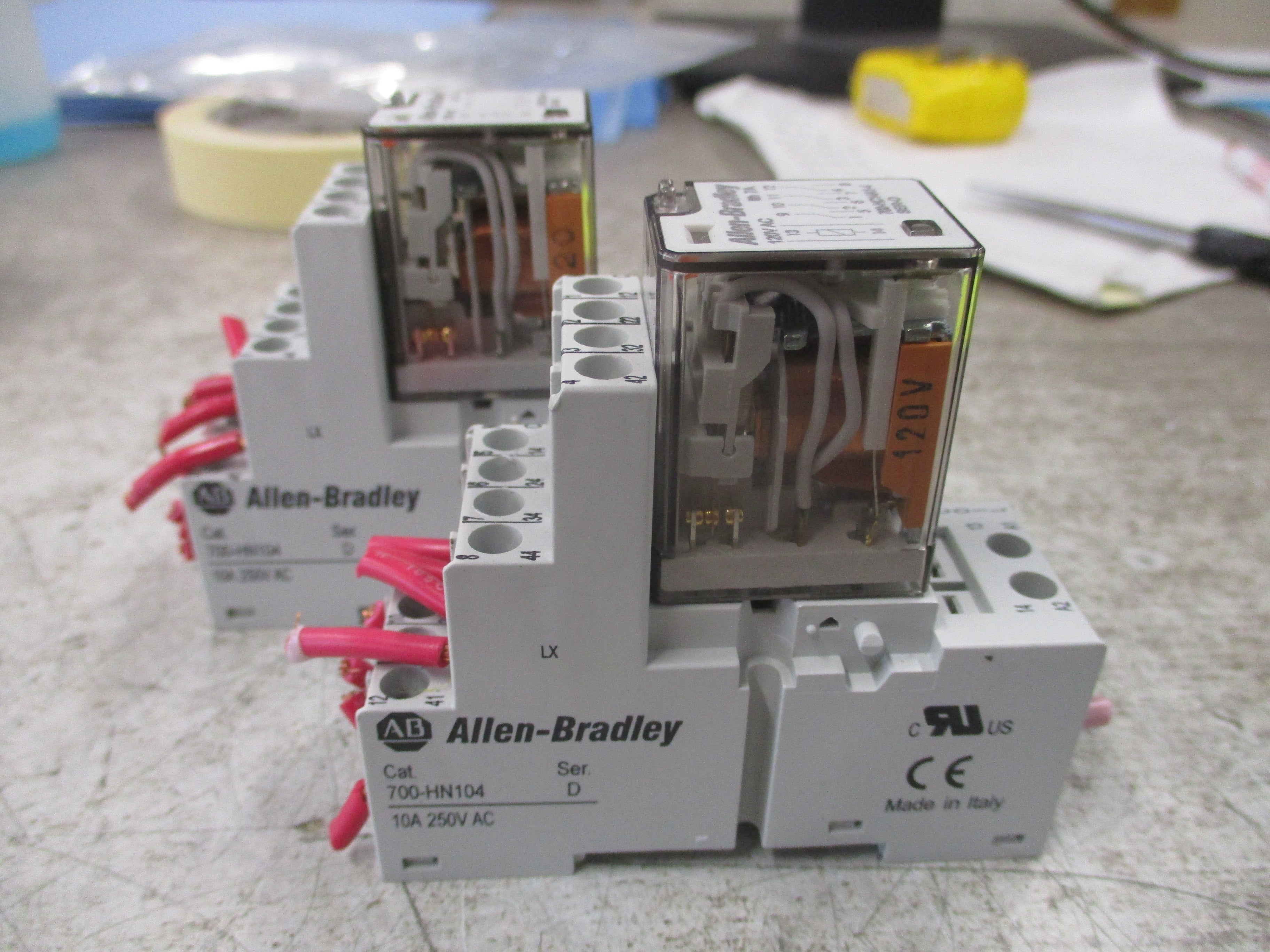 Allen-Bradley Relay 700-HC14A1-4 Ser. D 120V Coil W/Base *Lot of 2* Used