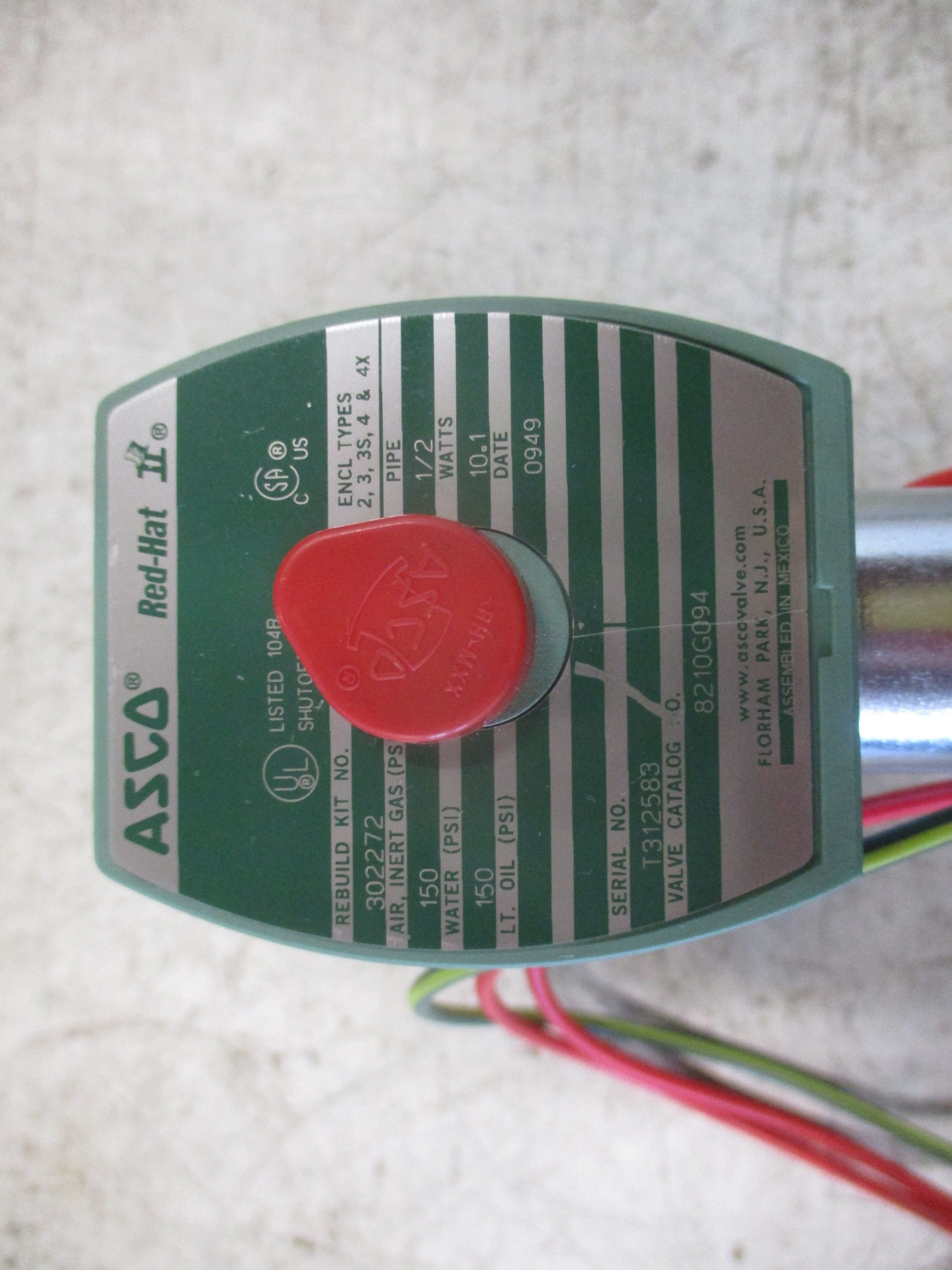 Asco Red-Hat Solenoid Valve 8210G094 120V Coil New Surplus