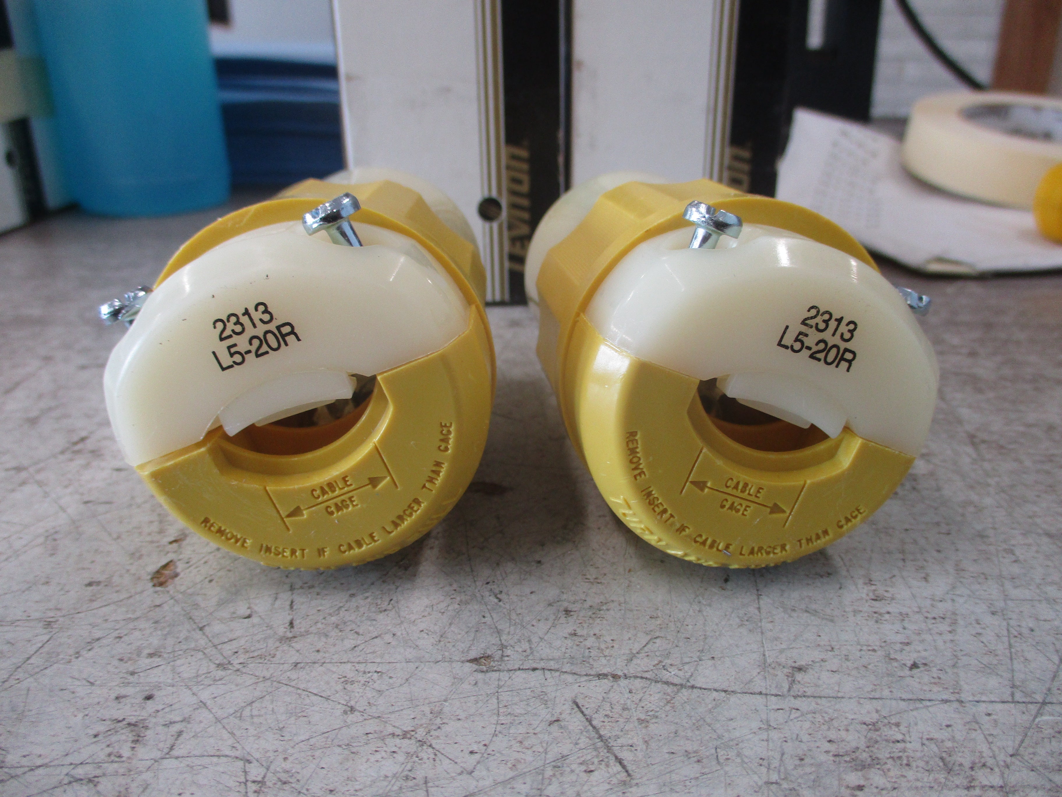 Leviton Locking Connector 2313-CY 20A 125V 2P 3W Yellow *Lot of 2* New Surplus