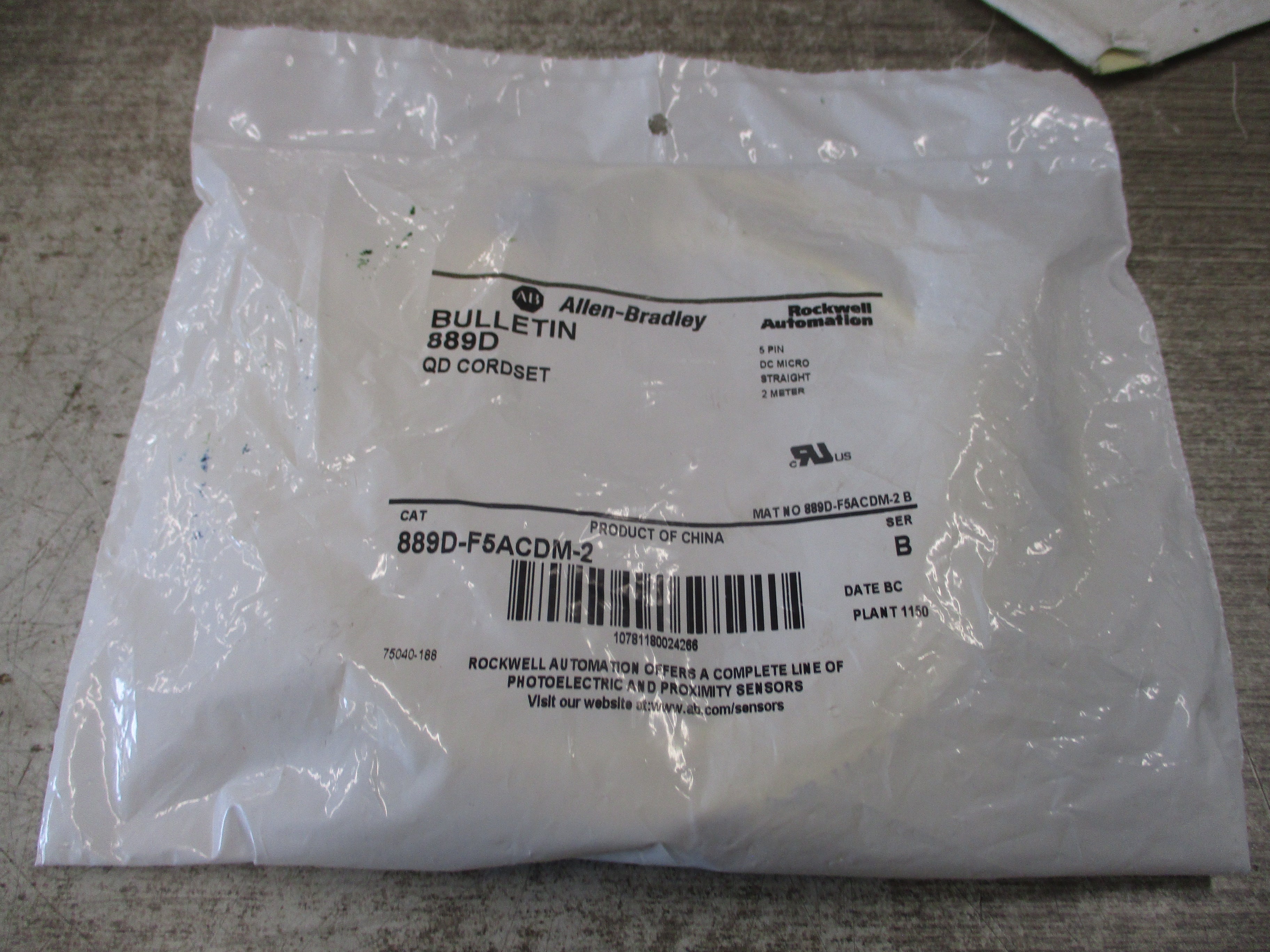 Allen-Bradley QD Cord Set 889D-F5ACDM-2 Ser. B 5-Pin 2-Meter New Surplus