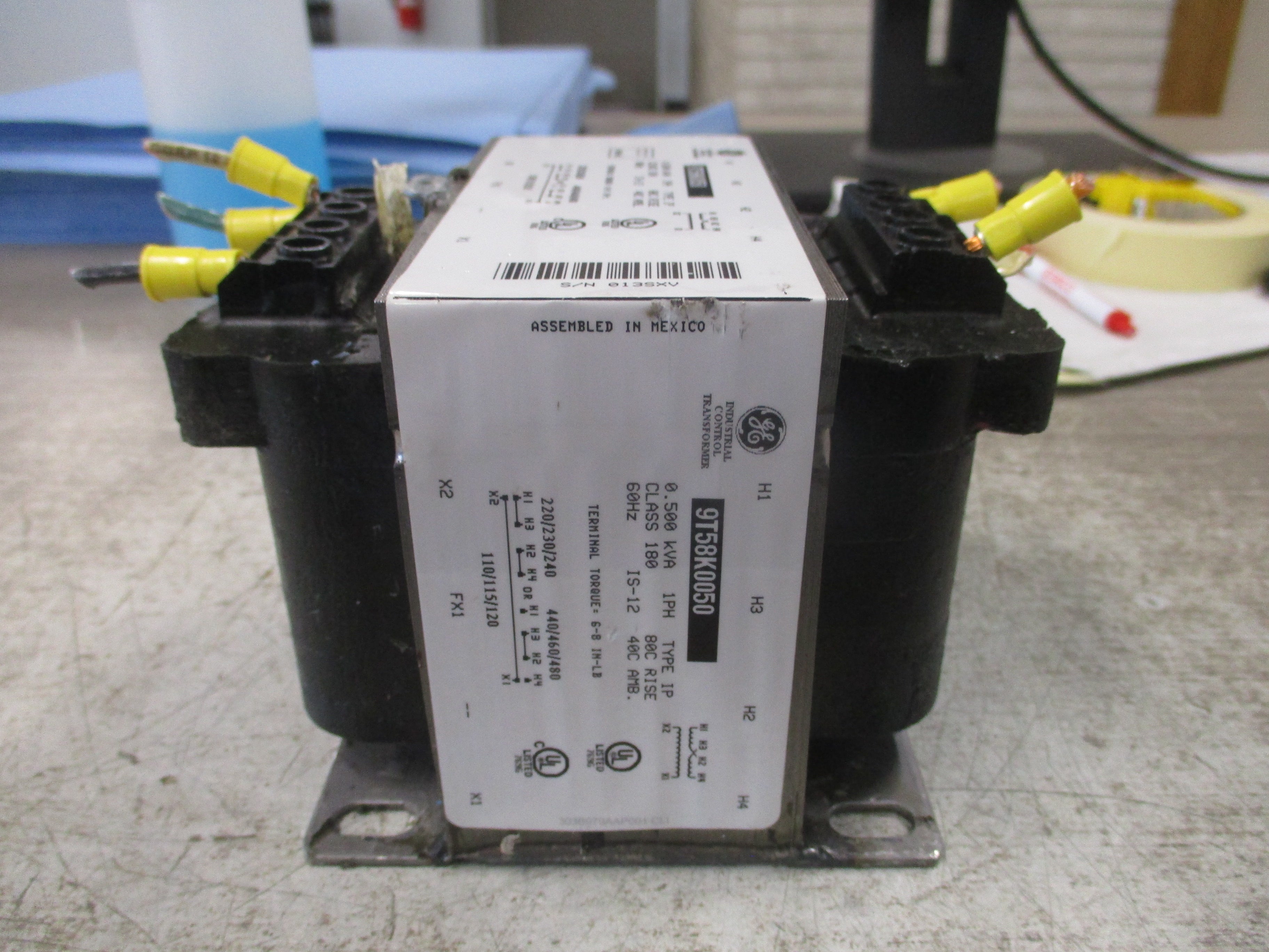 GE Control Transformer 9T58K0050 0.500KVA Pri: 240/480V Sec: 120V 1Ph 60Hz Used