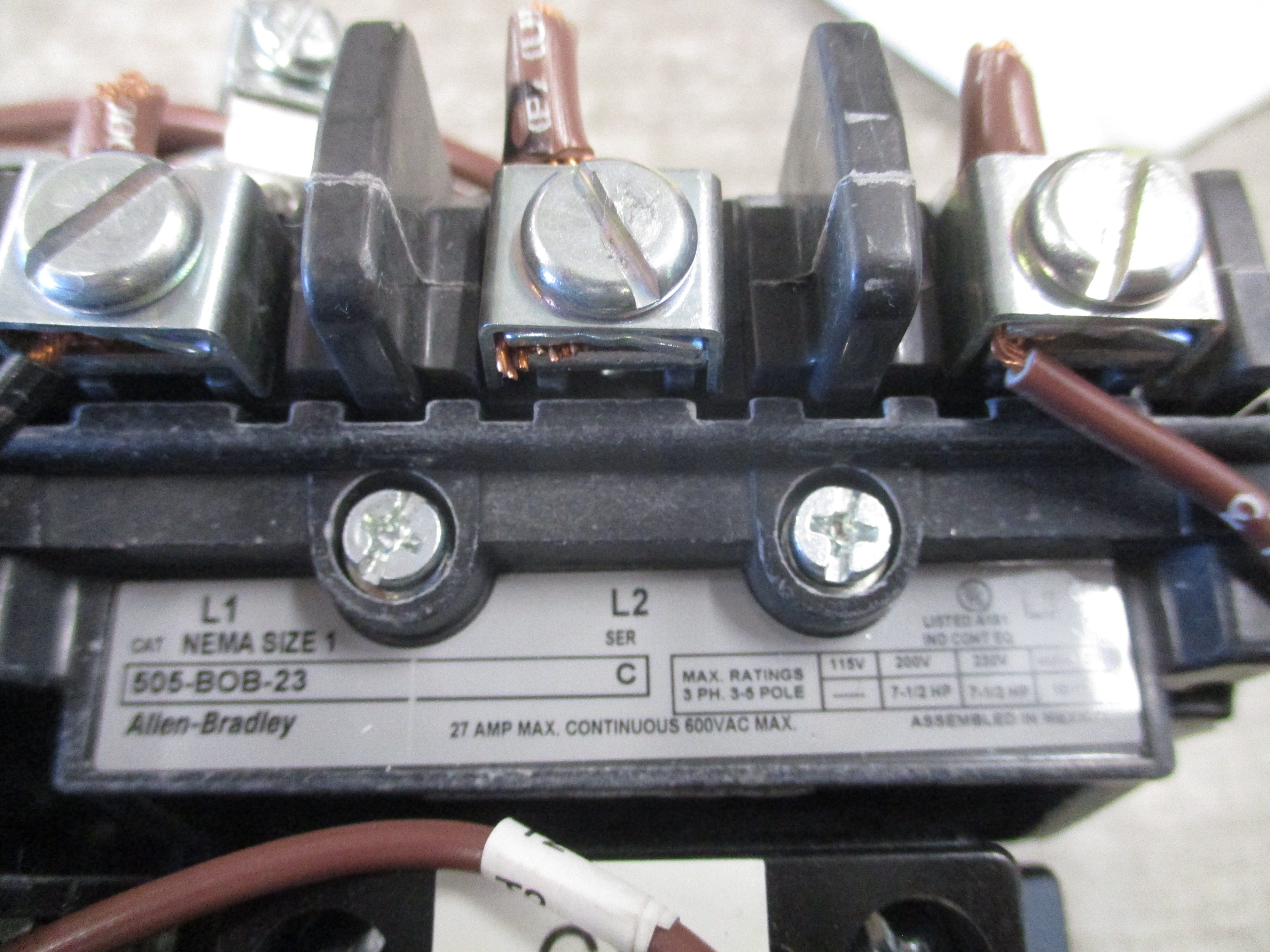 Allen-Bradley Size 1 Reversing Contactor 505-BOB-23 Ser. C 460-480V Coil 27A