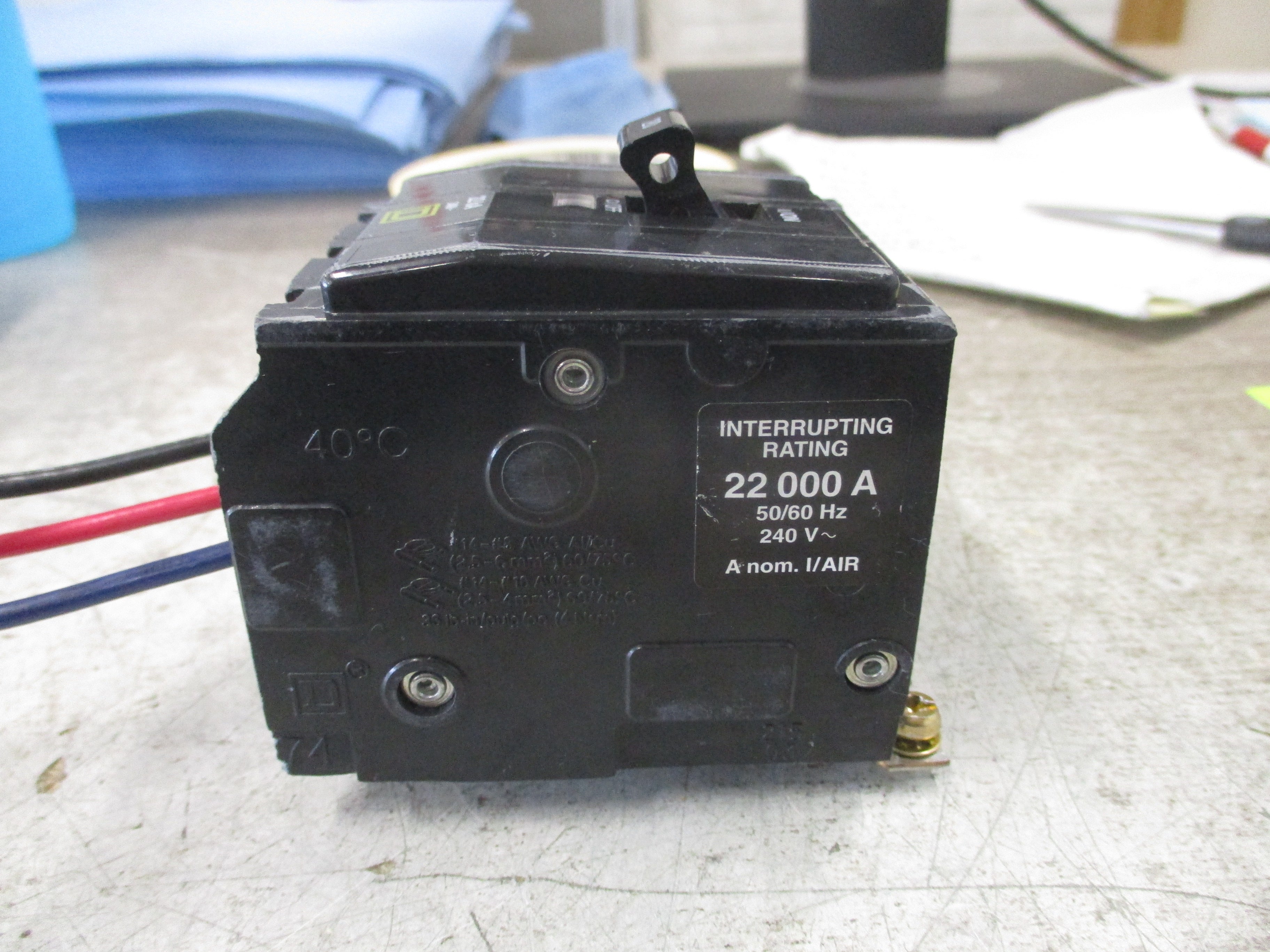 Square D Bolt-On Circuit Breaker QOB320VH 20A 240V 3P 22KA Used