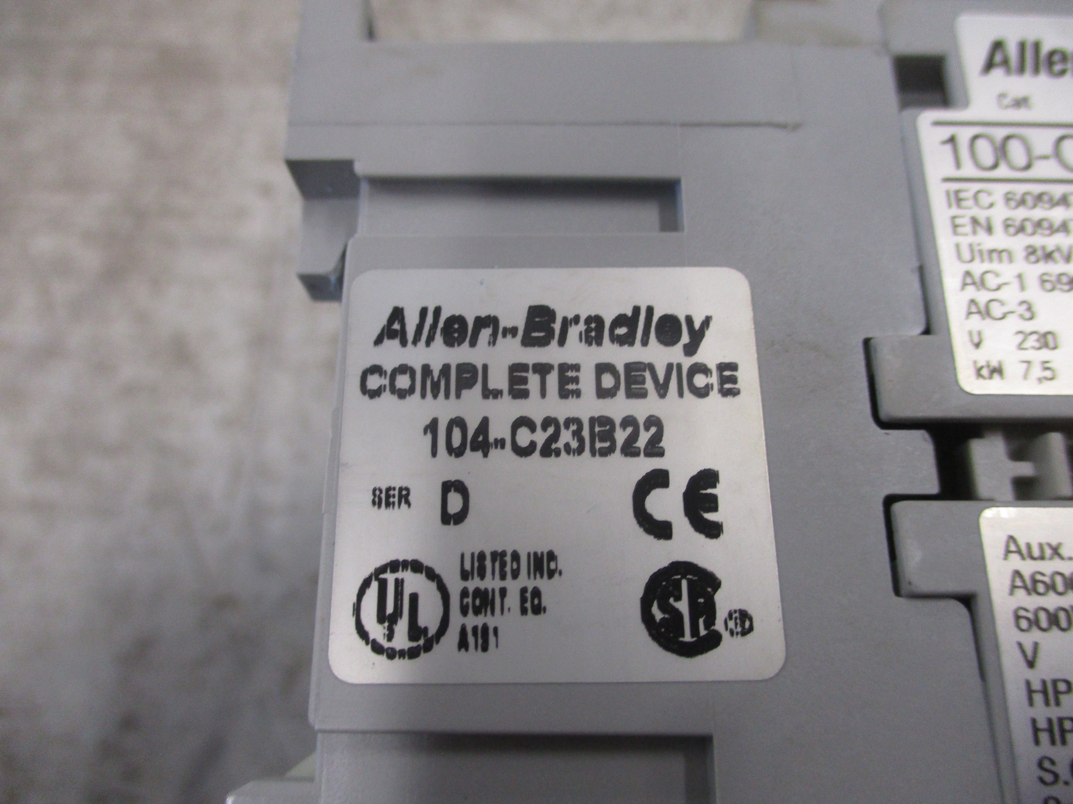 Allen-Bradley Reversing Contactor 104-C23B22 Ser. D 480V Coil 30A 600V Used