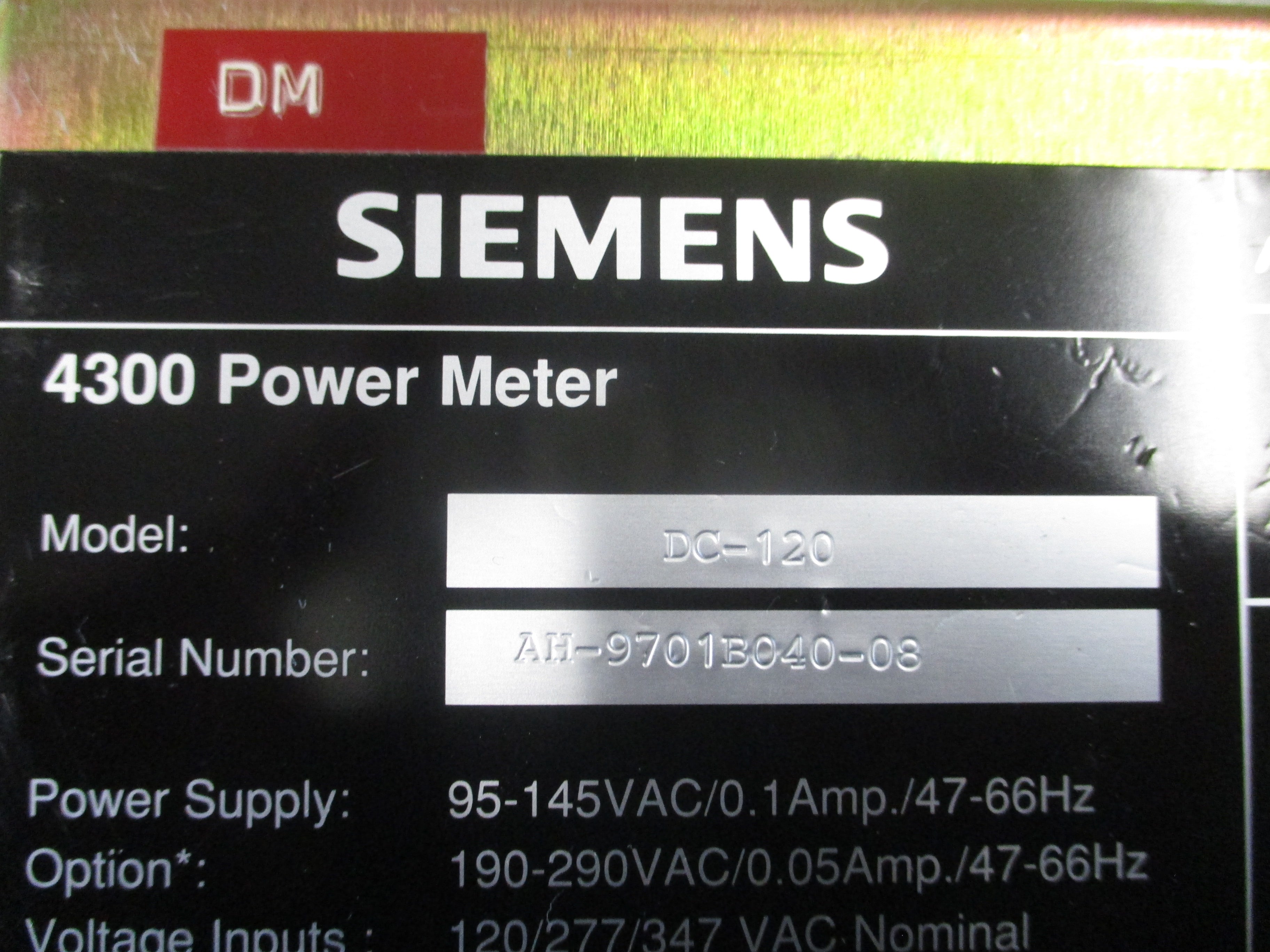 Siemens 4300 Power Meter & Display DC-120 4300 Display Module W/Cable Used