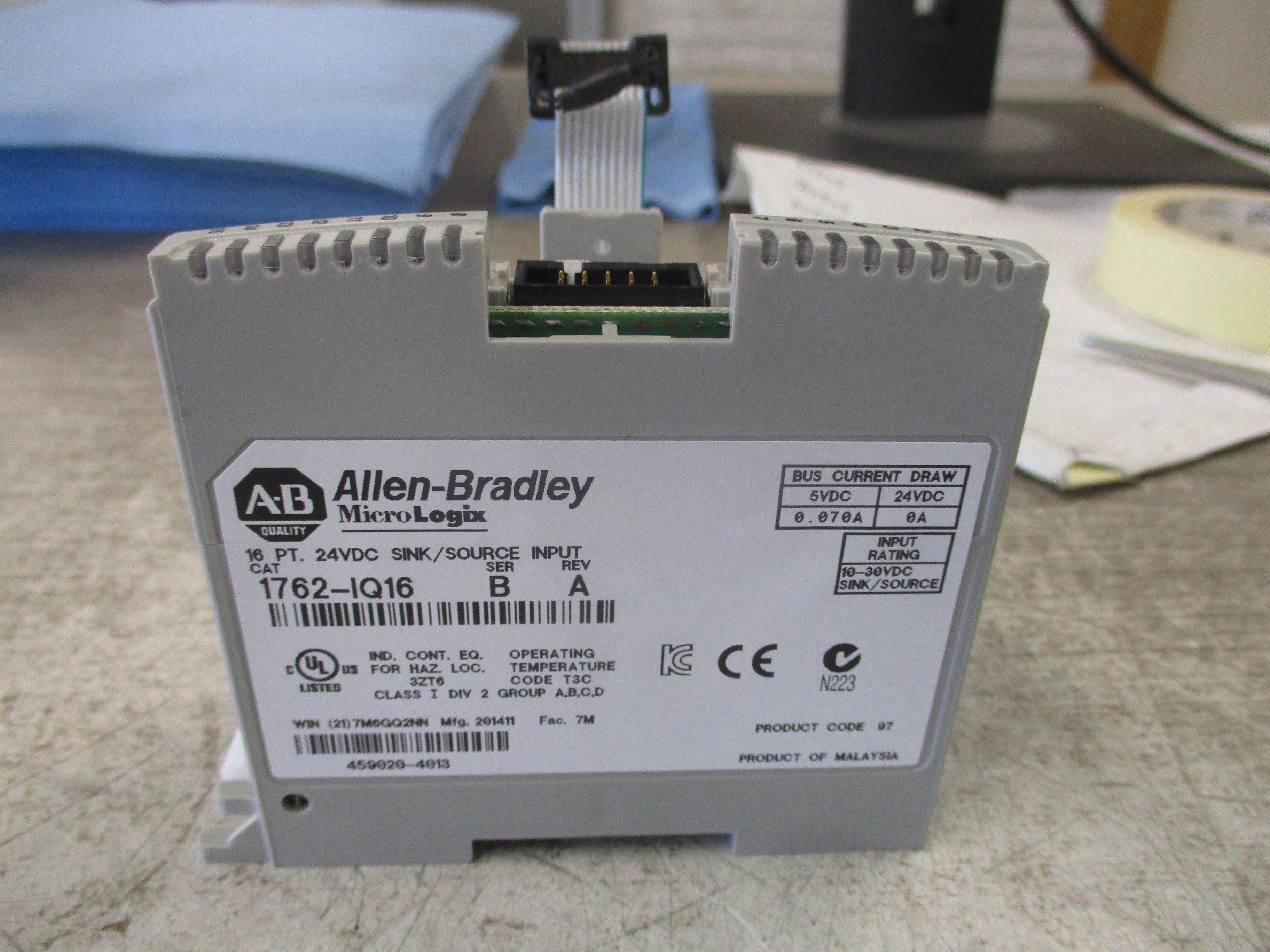 Allen-Bradley MicroLogix Sink/Source Input Module 1762-IQ16 Ser. B Rev. A 24VDC