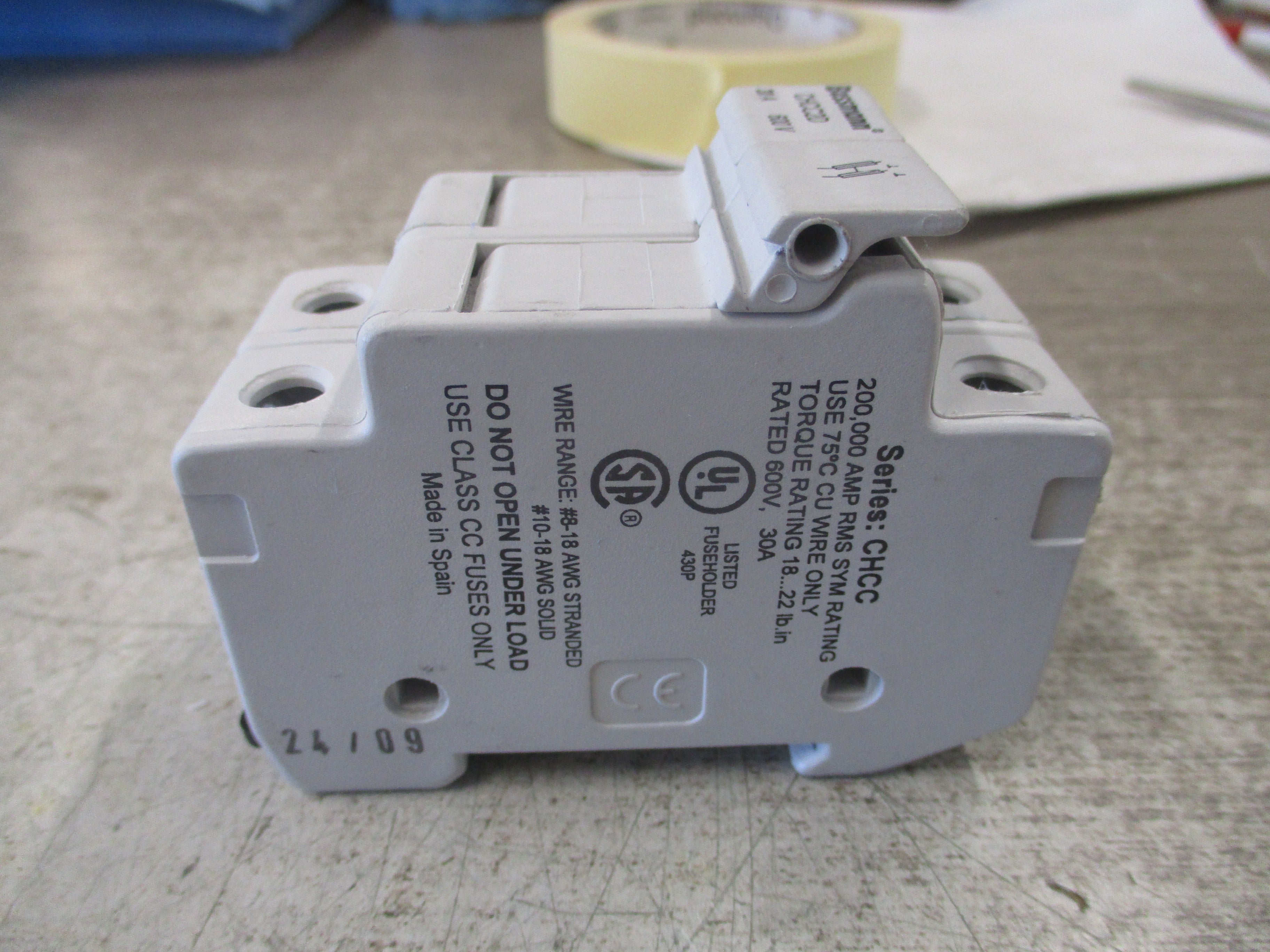 Bussmsnn Fuseholder CHCC2D 30A 600V 2P Used