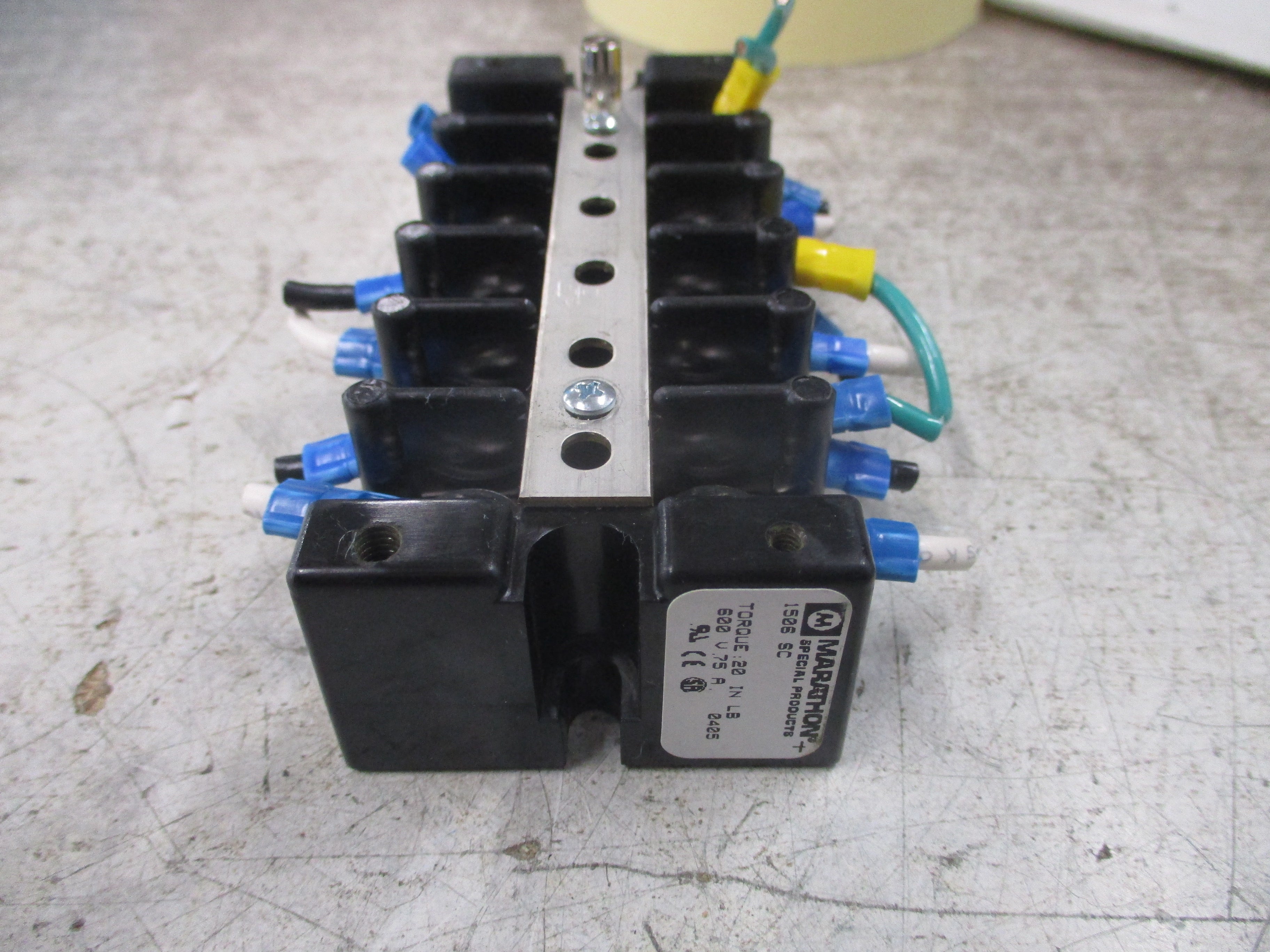 Marathon Terminal Block 1506 SC 75A 600V *No Terminal Cover* Used