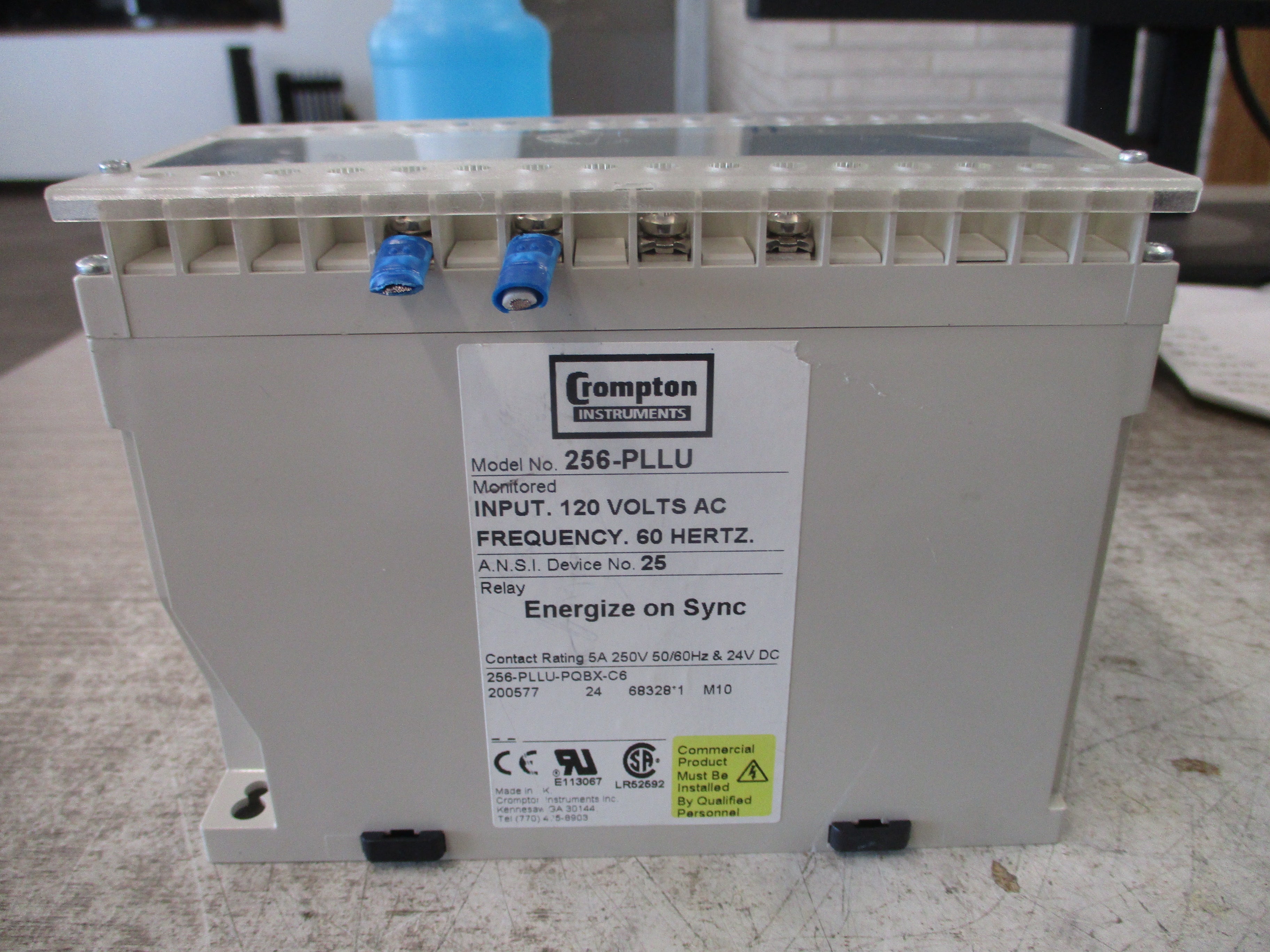 Crompton Protector Energize on Sync Relay 256-PLLU-PQBX-C6 120V 60Hz Used