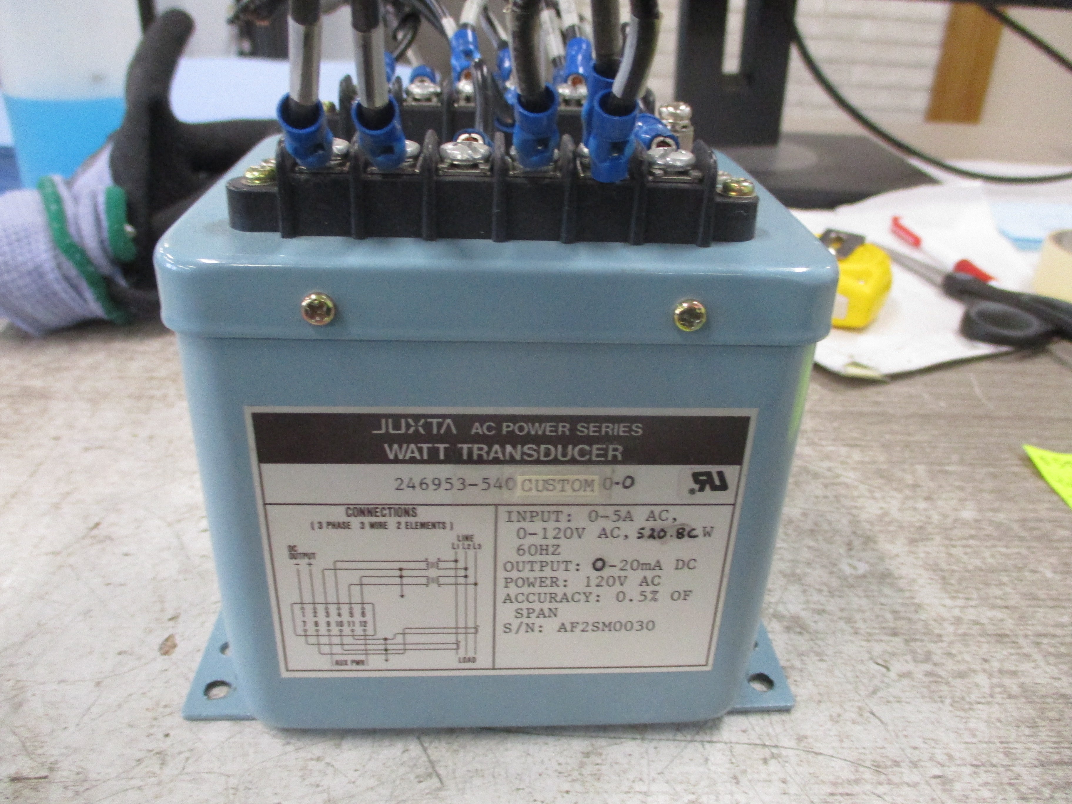 Yokogawa JUXTA Watt Transducer 246953-540CUSTOM0-0 Input: 0-120VAC 0-5A 60Hz