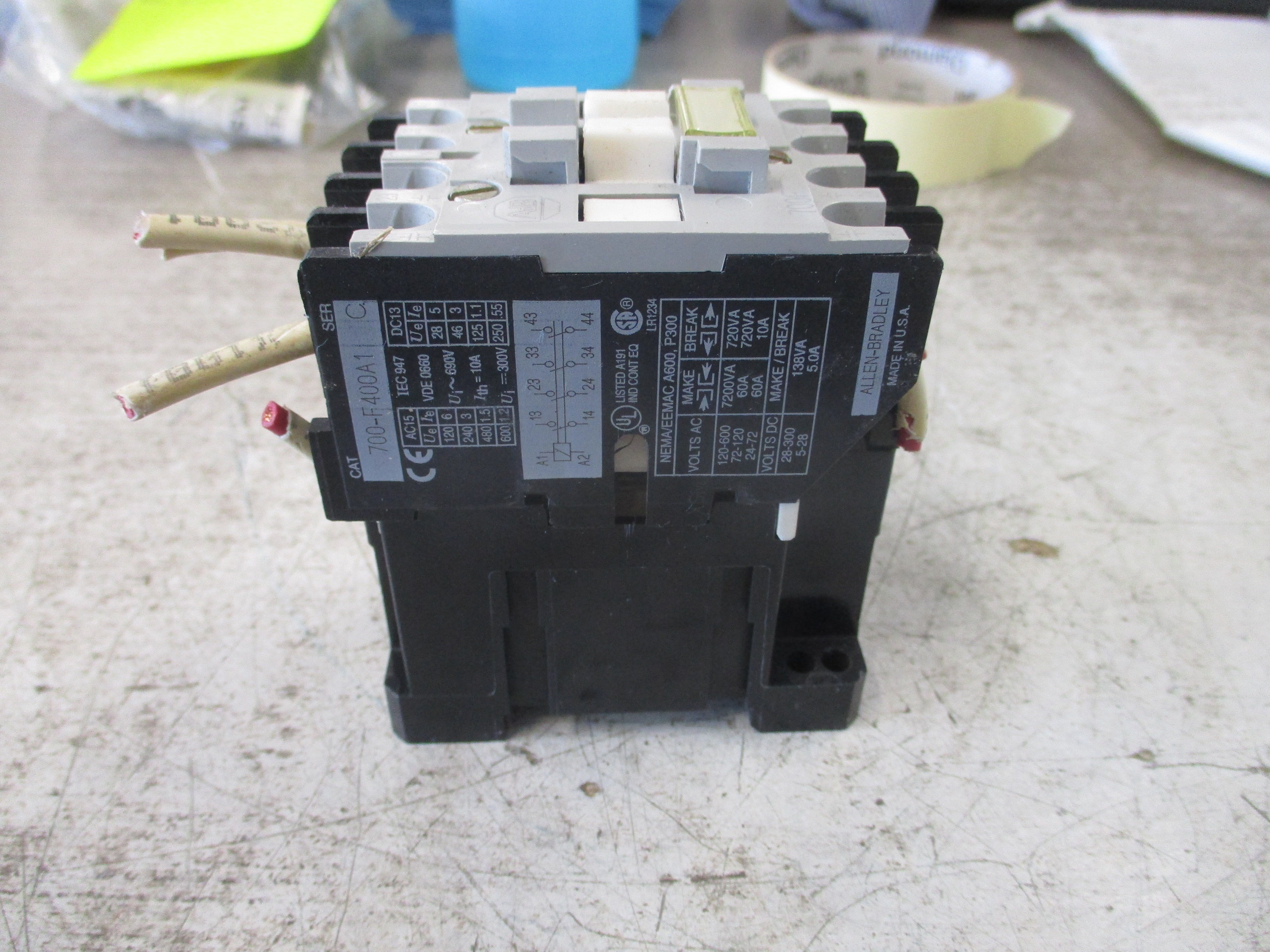 Allen-Bradley Contactor 700-F400A1 Ser.C 120V Coil Used