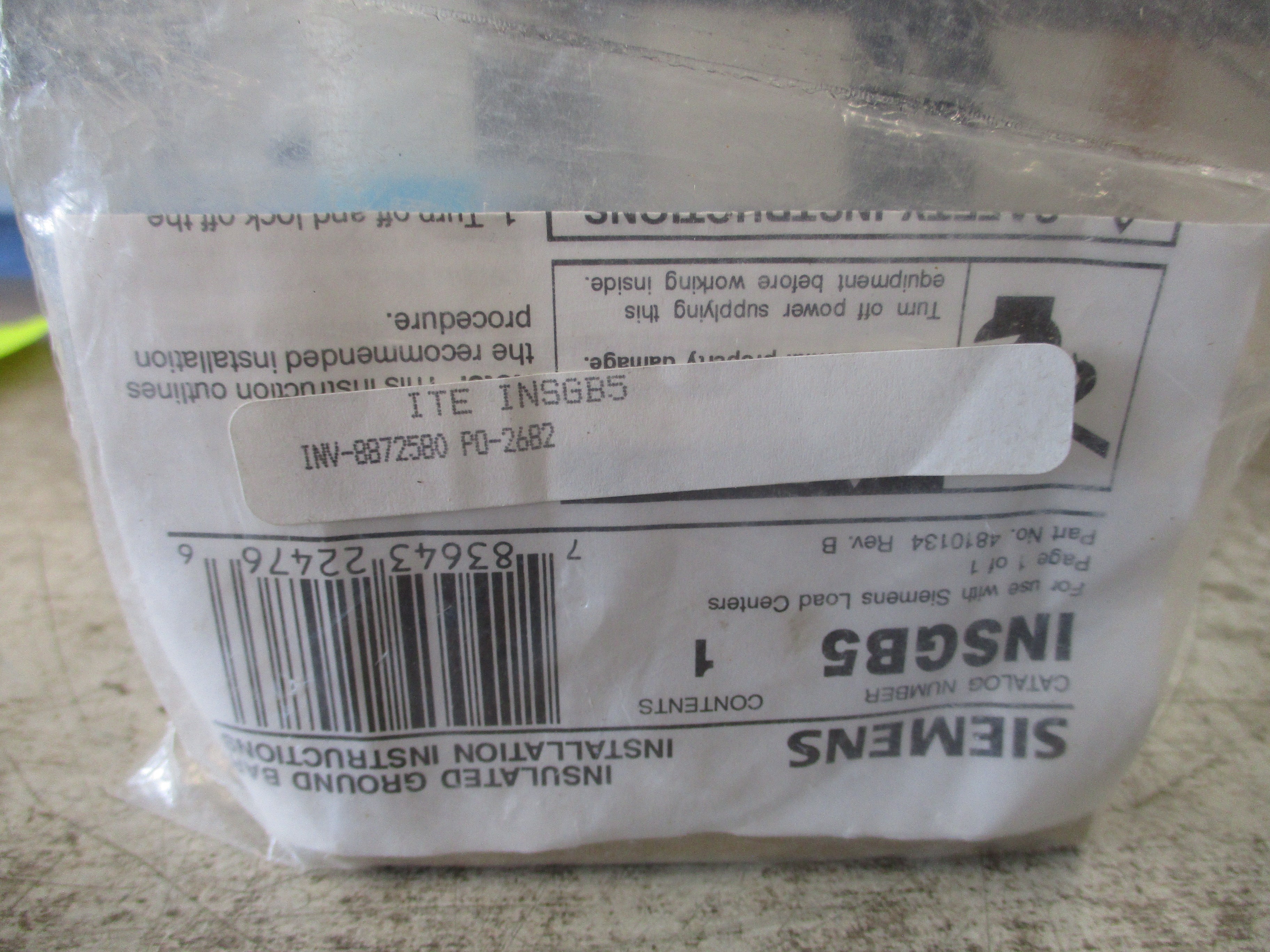 Siemens Insulated Ground Bar INSGB5 *No Box* New Surplus