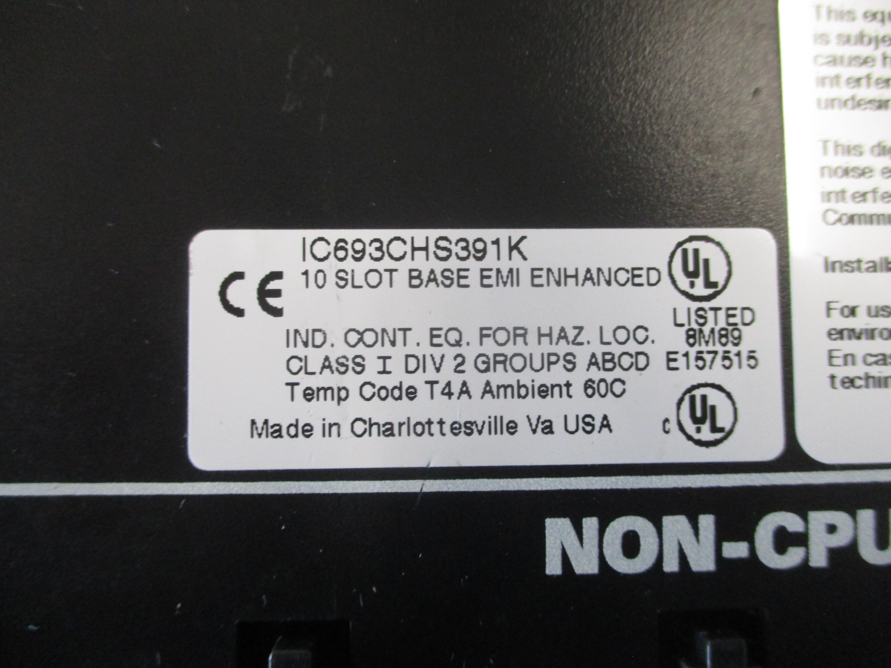 GE Fanuc 10-Slot Base IC693CHS391K EMI Enhanced *Cracked Case* Used