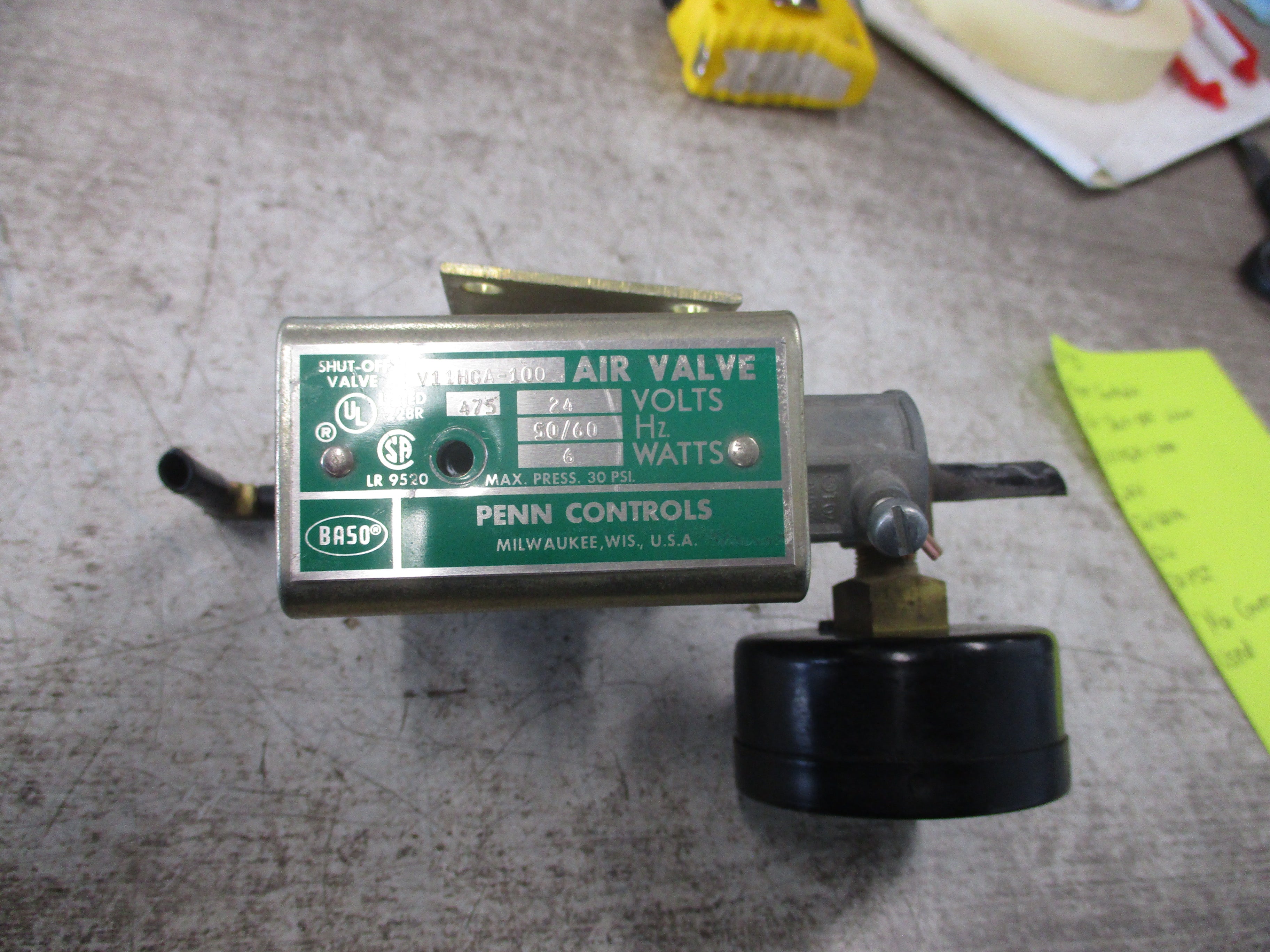 Penn Controls Air Shut-Off Valve V11HGA-100 24V 50/60Hz 6W 30 PSI