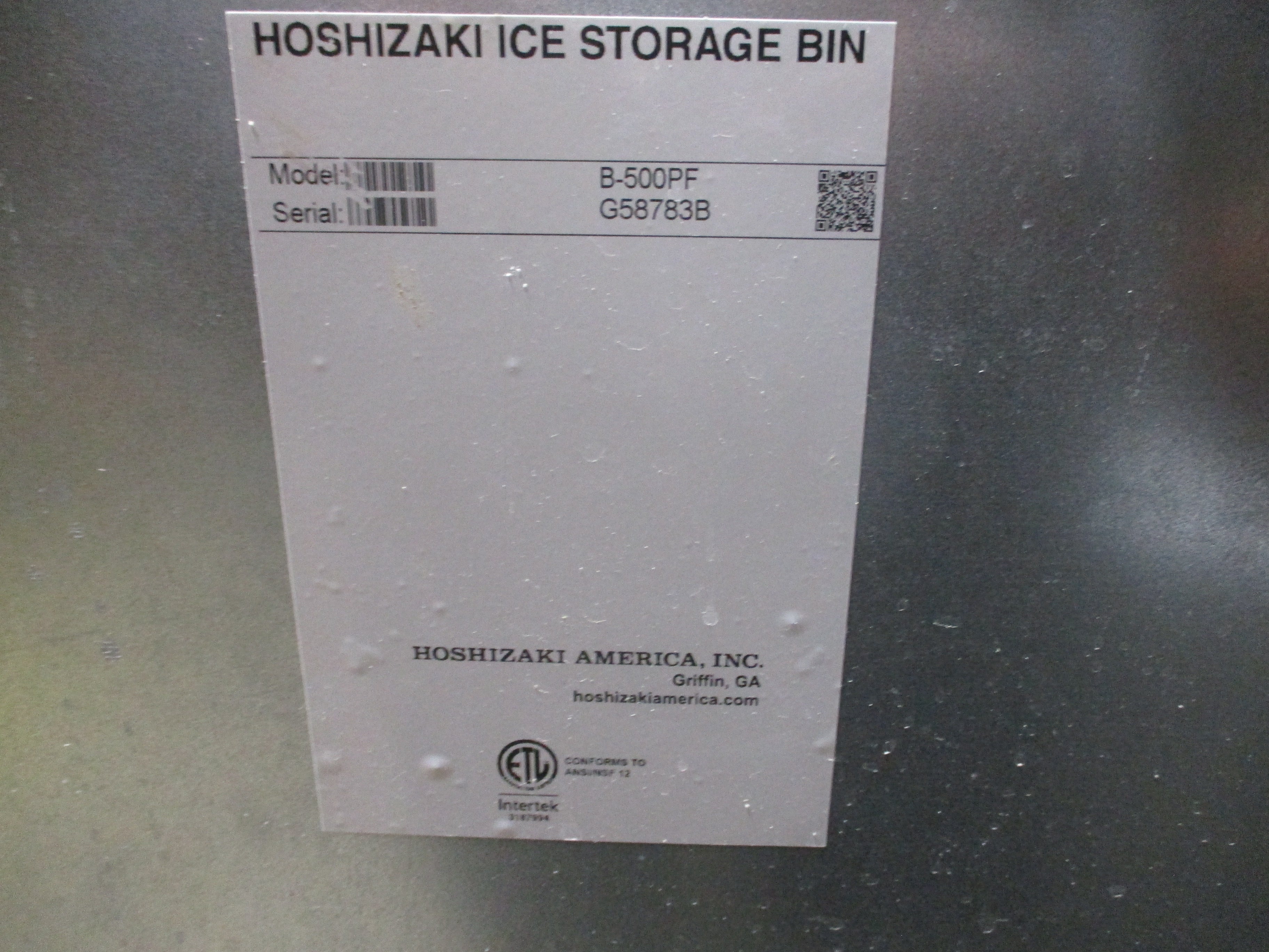 Hoshizaki Ice Maker W/Storage Bin KM-650MAH Supply: 208-230V 60Hz 1Ph