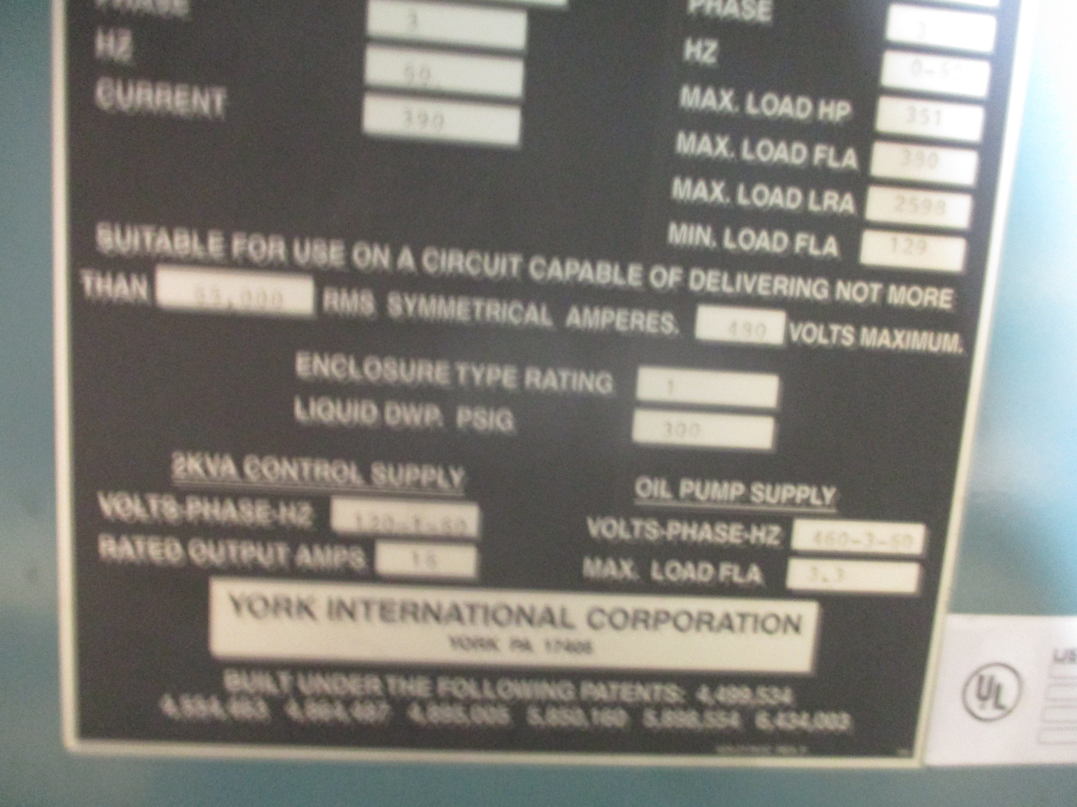 York VSD351 KFT-46 Chiller Drive 371-02767-106 351HP 3Ph