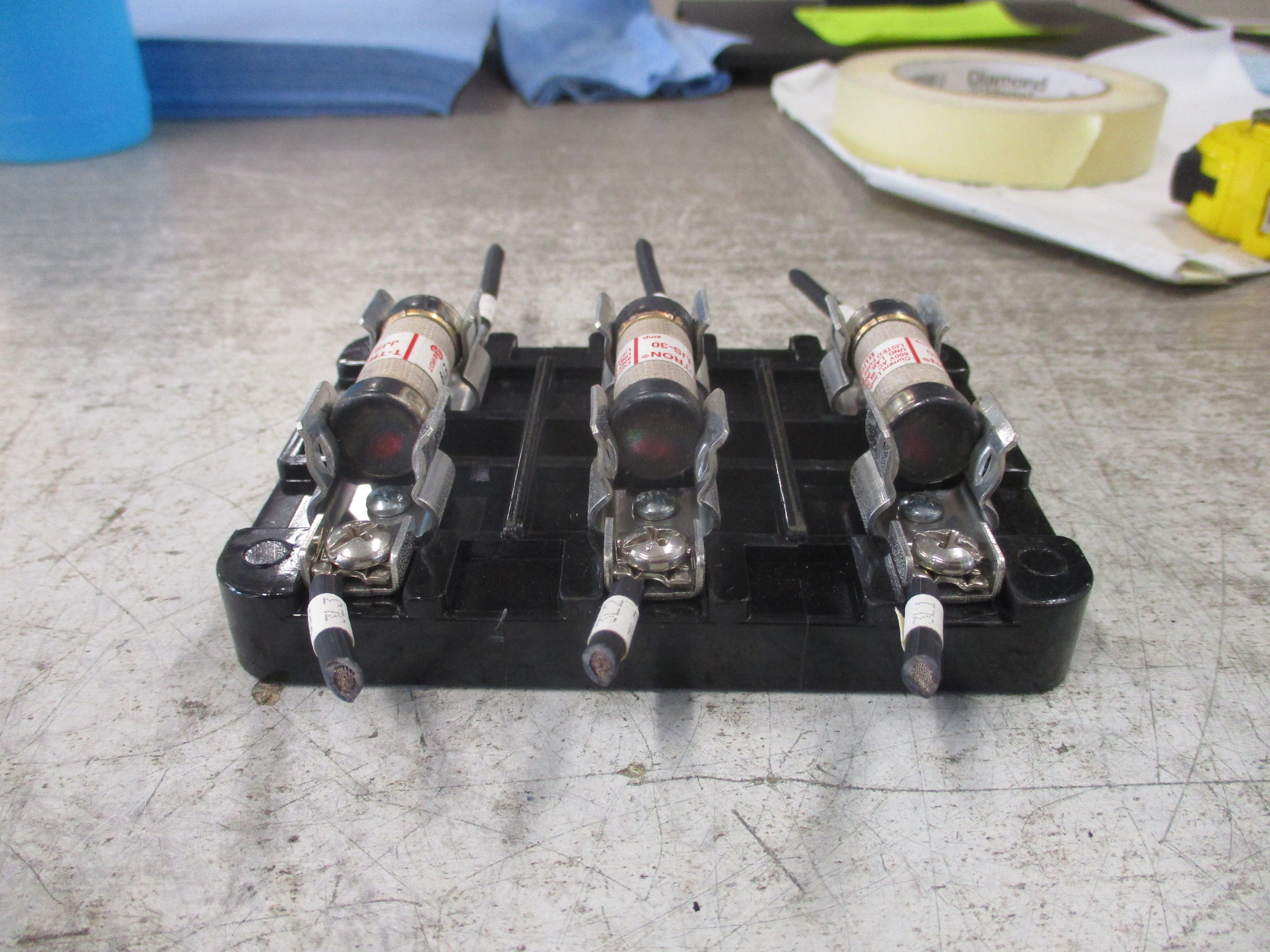 Marathon Fuse Block 6T30A3SP 30A 600V 3P (3) JJS-30 Fuses Used