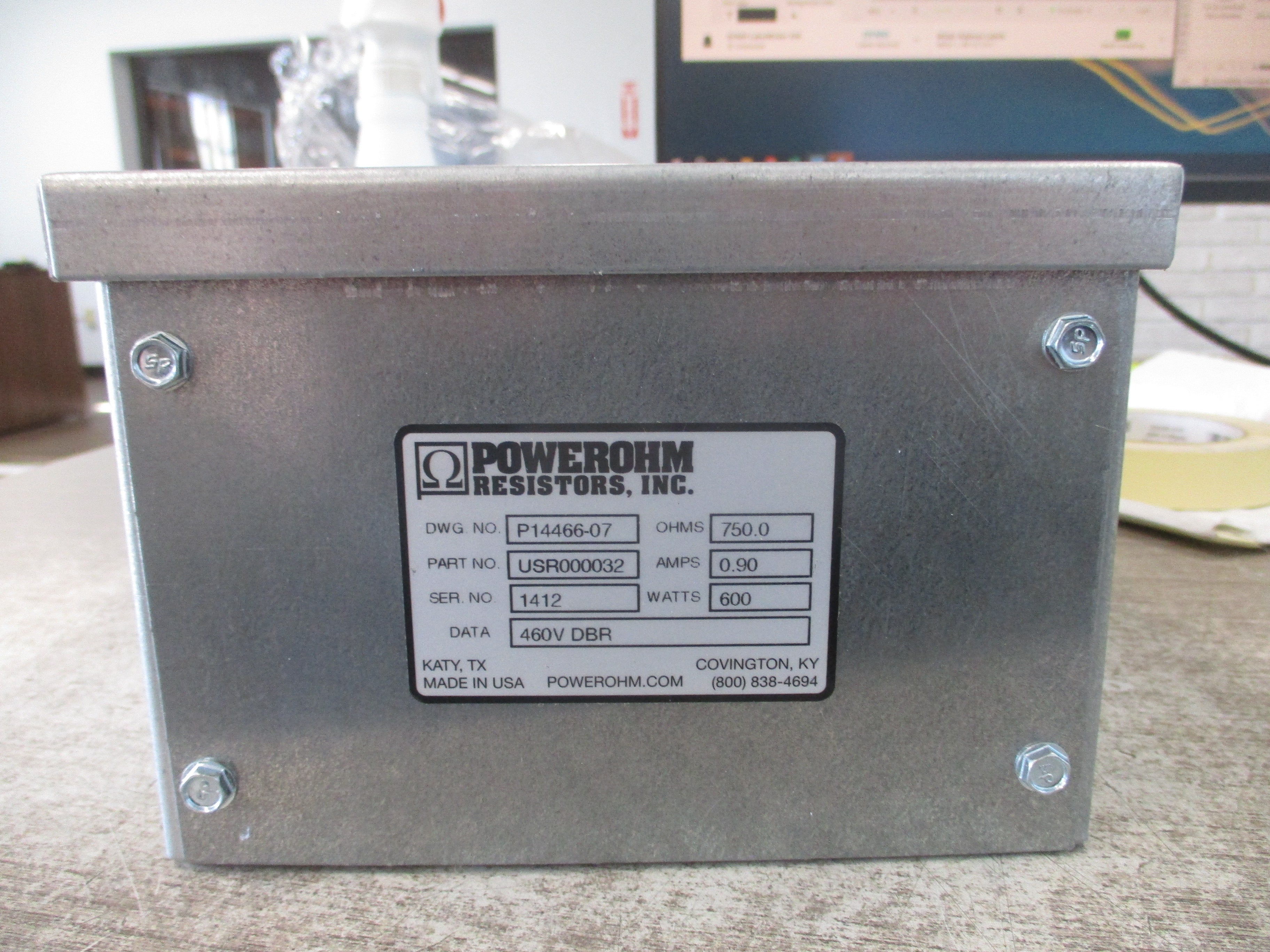 Powerohm Braking Resistor USR000032 750 ohm 600W New Surplus