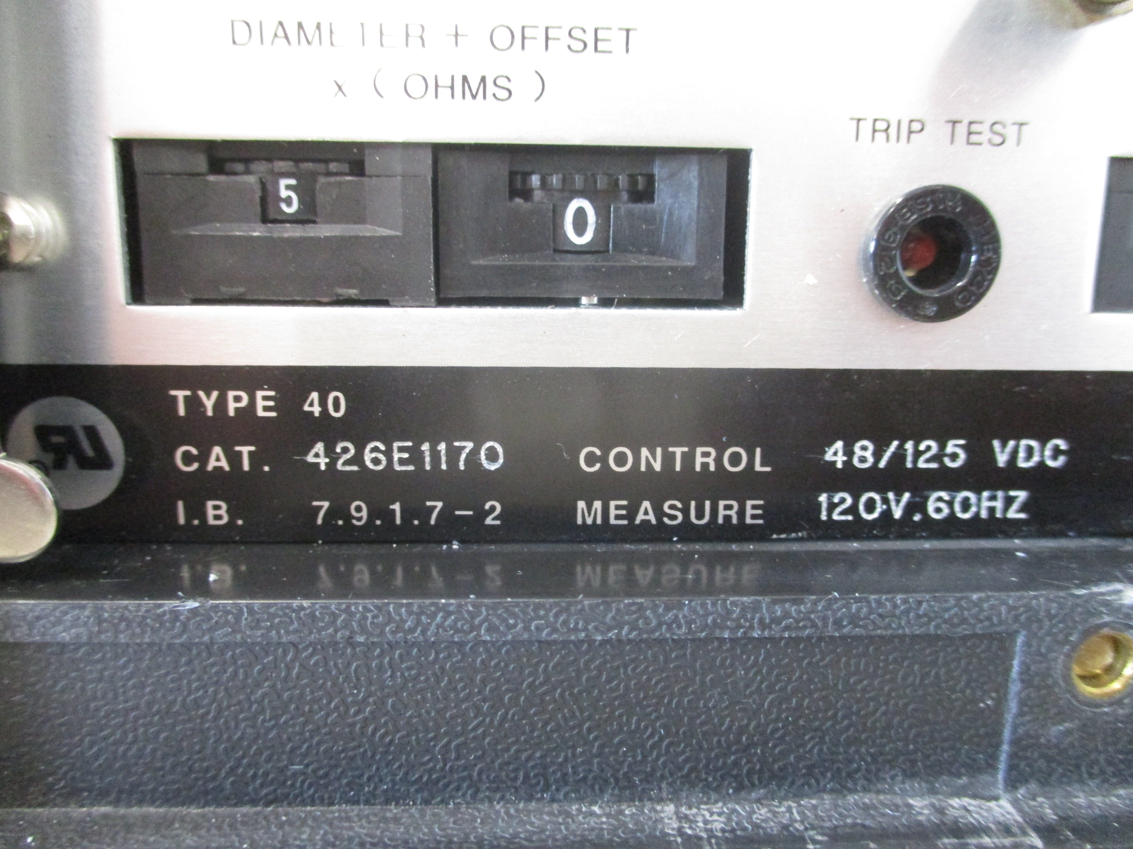 ABB Circuit Shield Loss of Excitation Relay 426E1170 Control: 48/125VDC