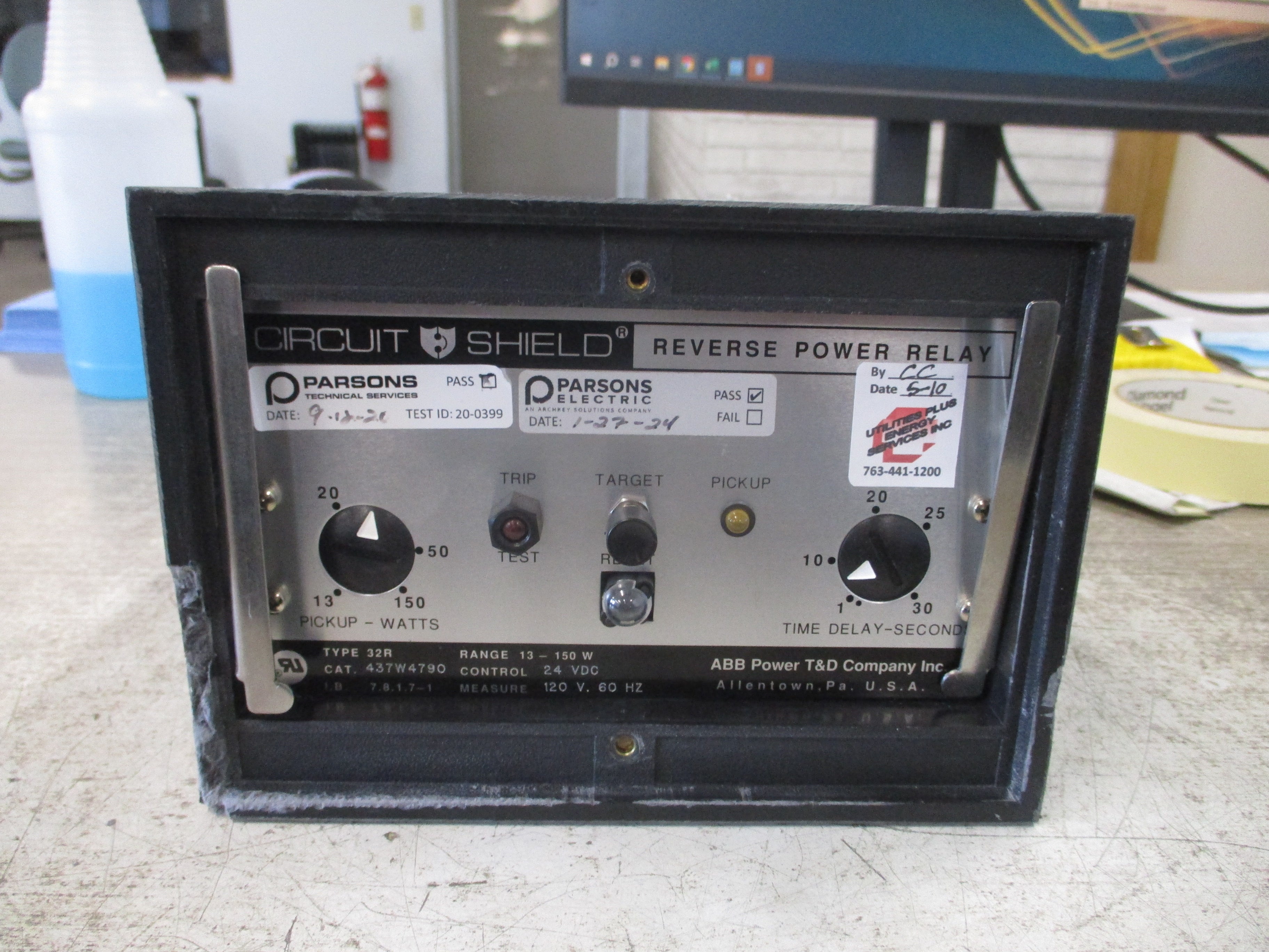 ABB Circuit Shield Reverse Power Relay 437W4790 24VDC Control Range: 13-150W