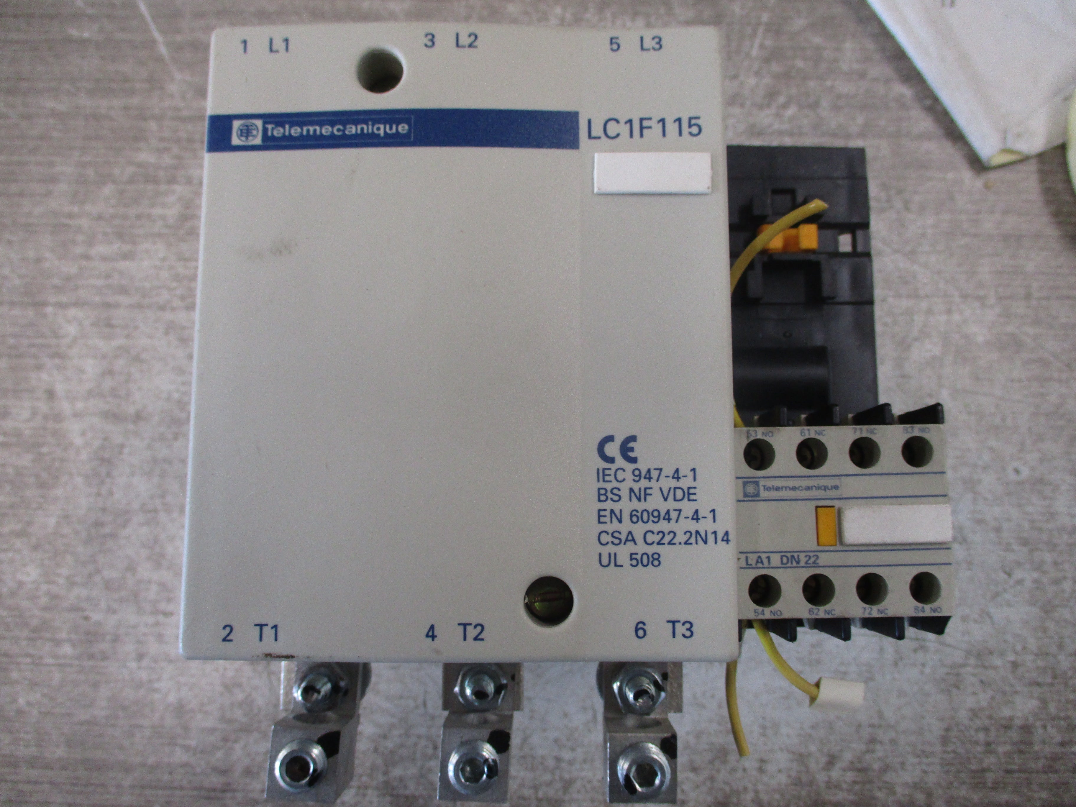 Telemecanique Contactor LC1F115 115-120V Coil w/ Aux Contact Block Used