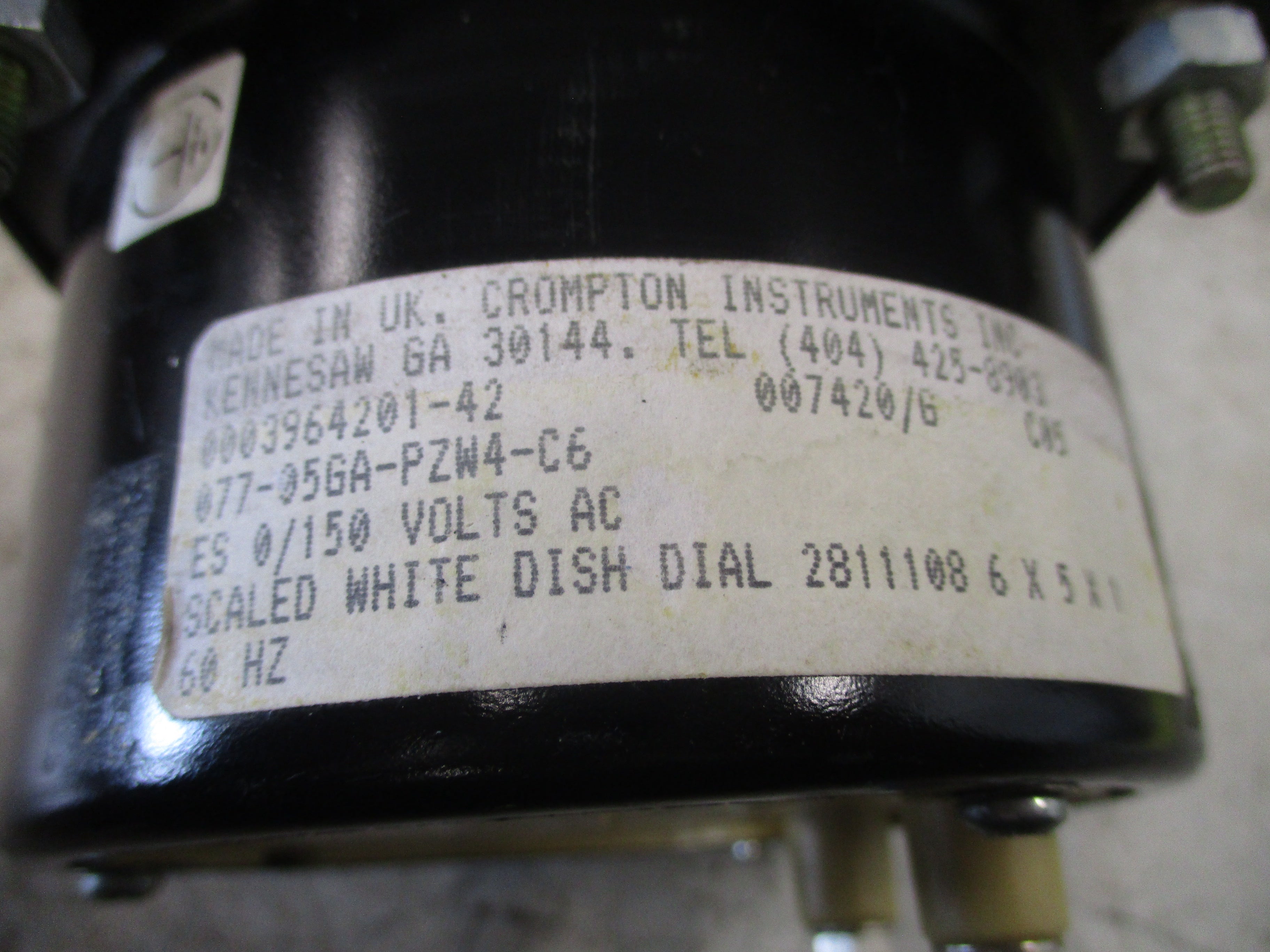 Crompton AC Voltmeter 077-05GA-PZW4-C6 Range: 0-5250V Used