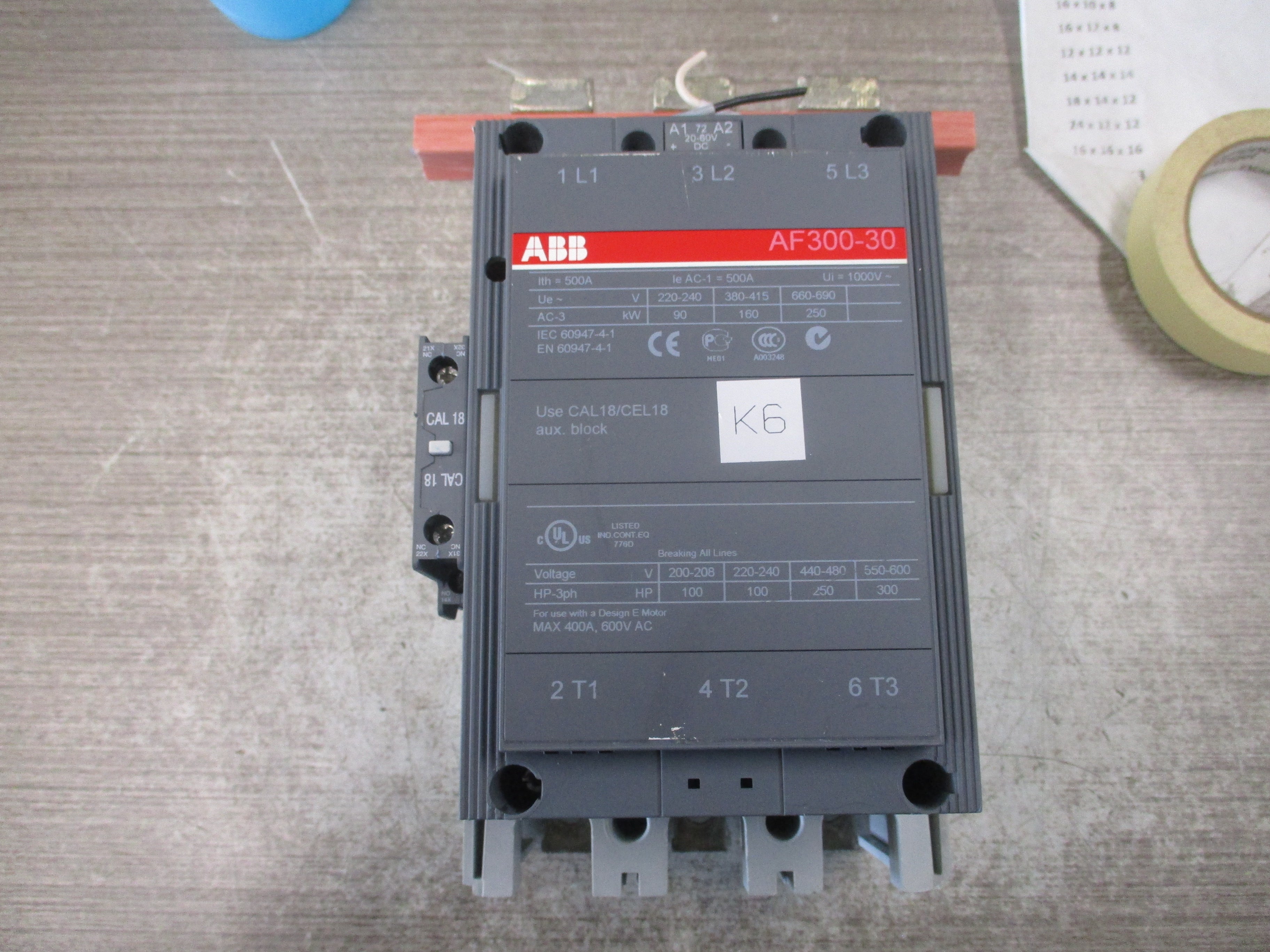 ABB Contactor AF300-30 20-60VDC Coil 400A 600V (1) Aux Contact Used
