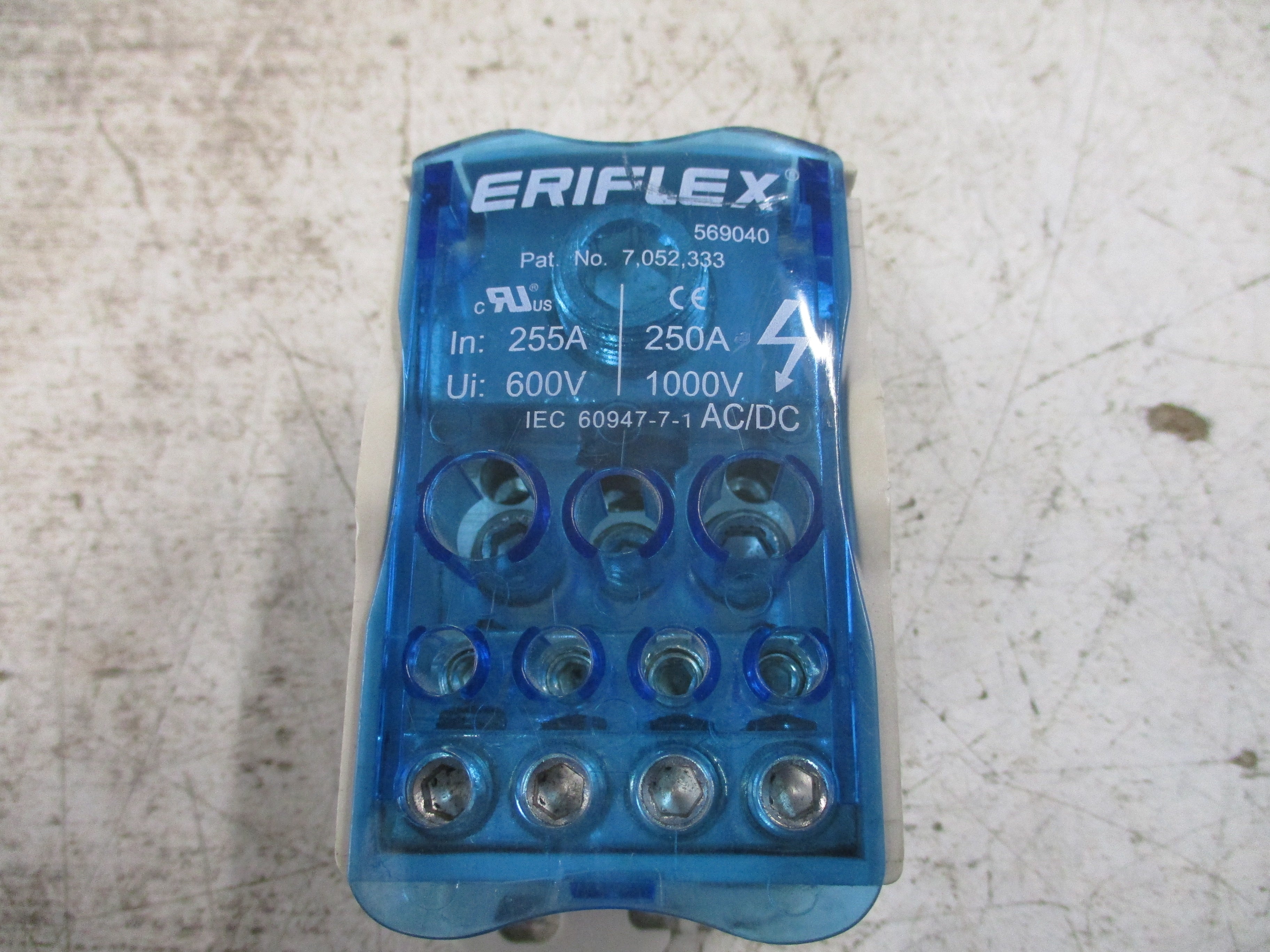 Eriflex Power Distribution Block 569040 255A 600V 1P Used