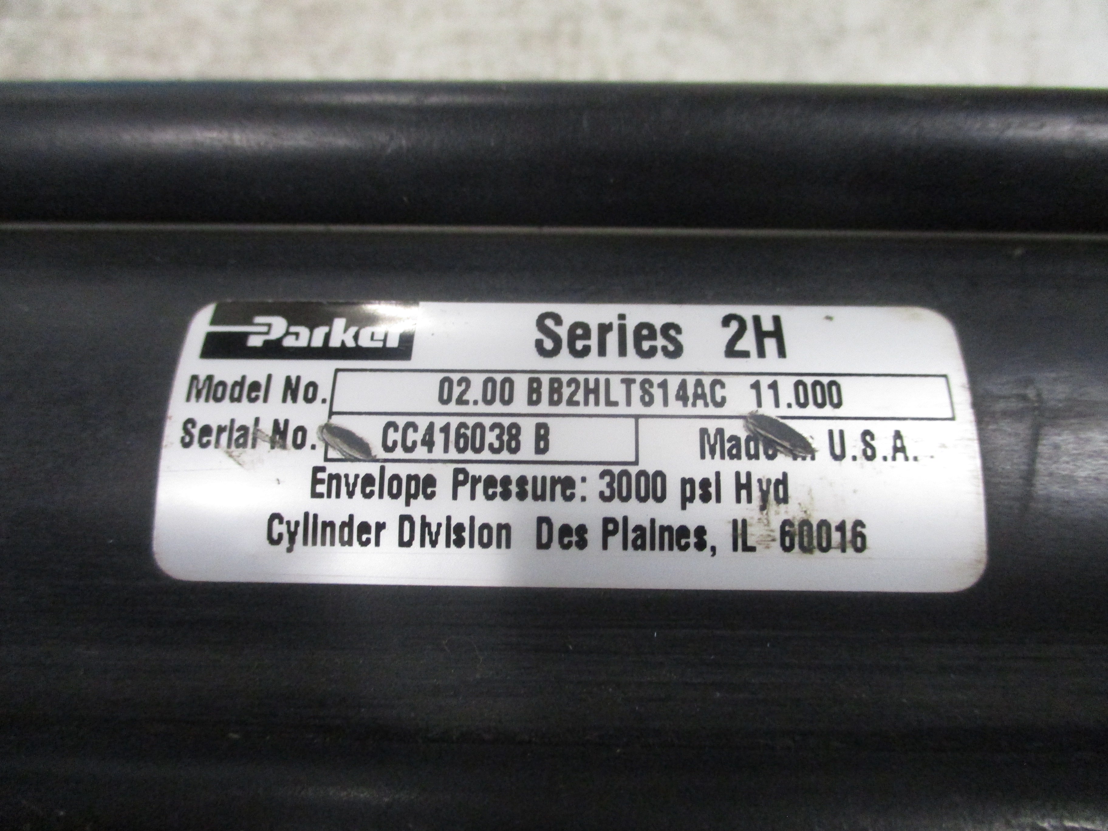 Parker Series 2H Hydraulic Cylinder 02.00 BB2HLTS14AC 11.000 3000 PSI Used