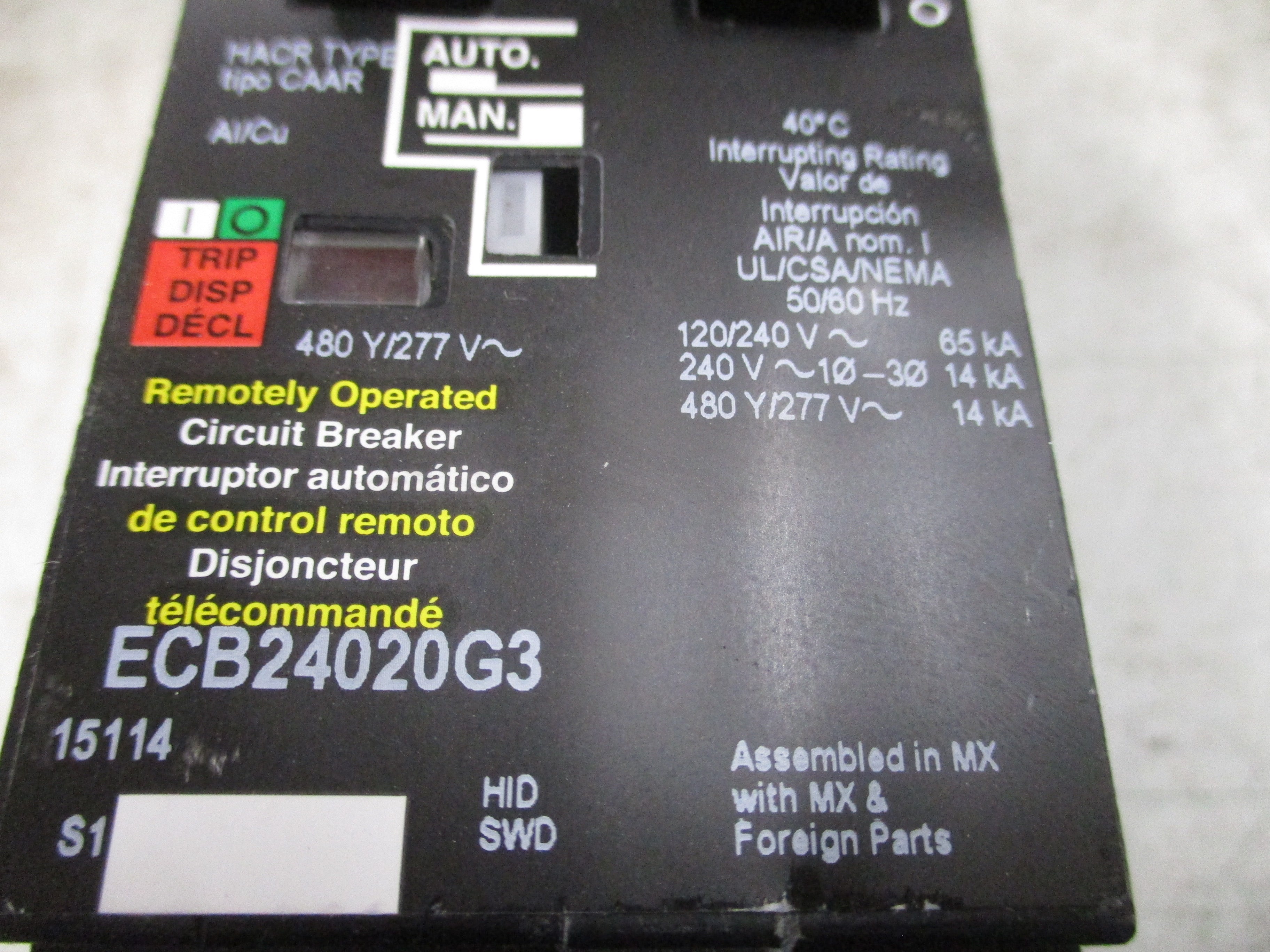 Square D Powerlink Circuit Breaker ECB24020G3 20A 480Y/277V 2P Used
