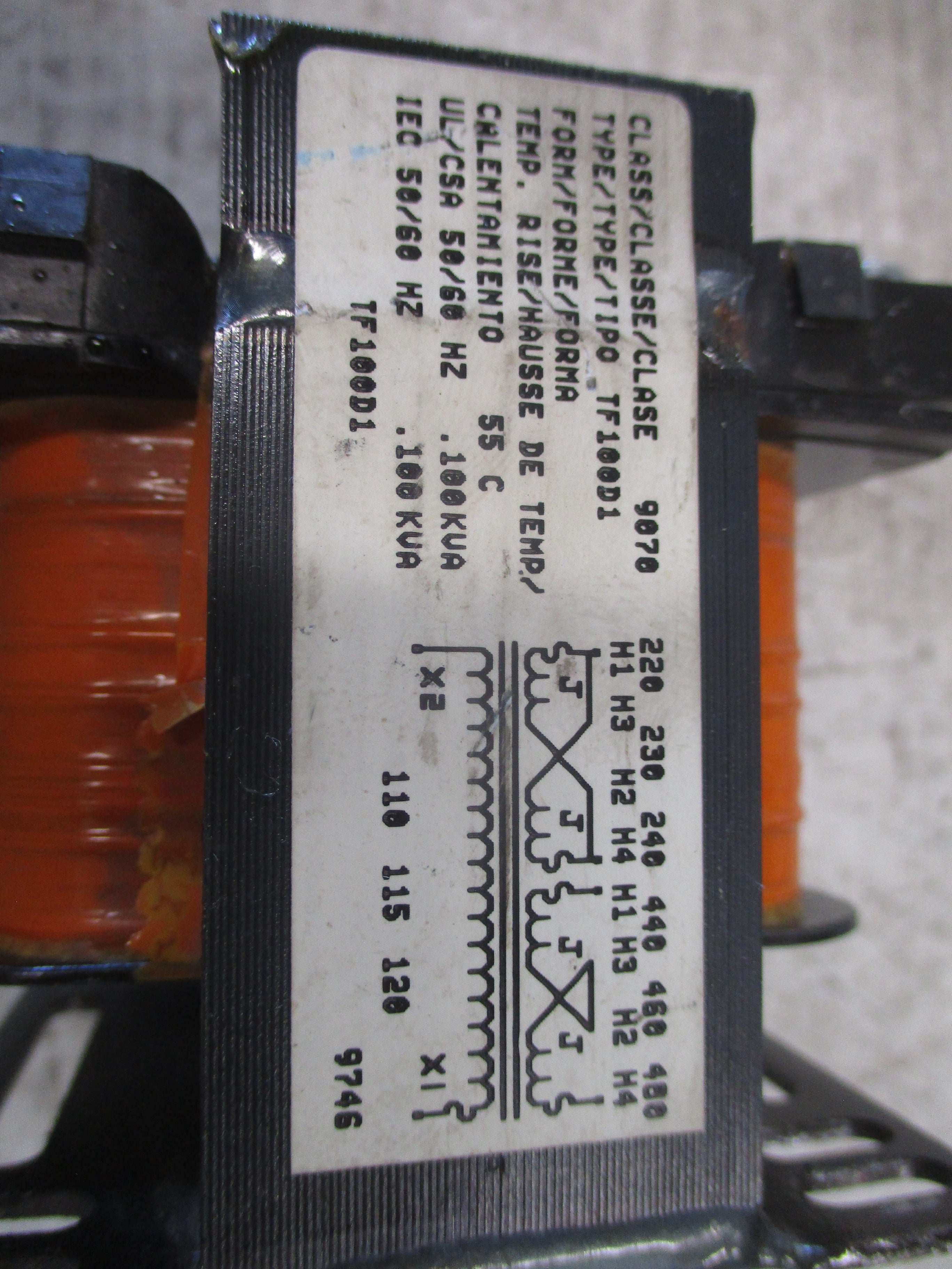 Square D Treansformer TF100D1 0.100KVA Pri: 240/480V Sec: 120V 50/60Hz