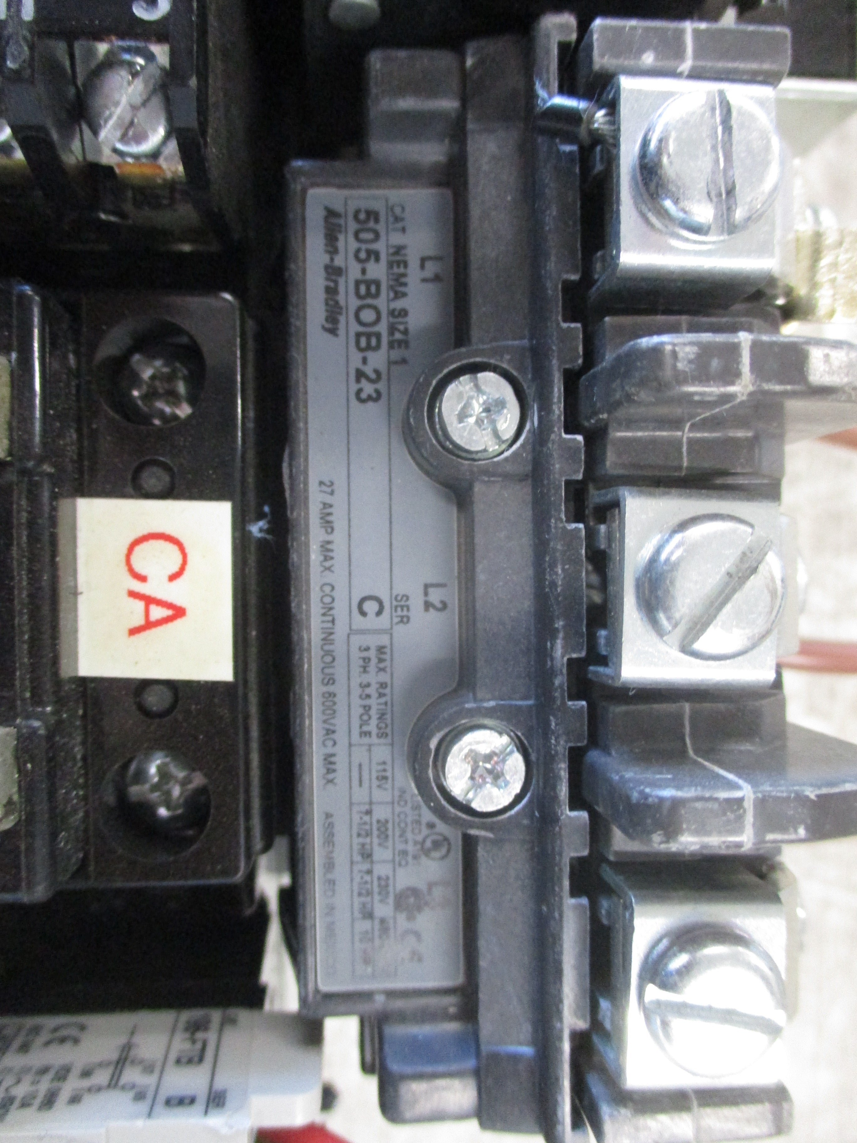 Allen-Bradley Size 1 Reversing Contactor 505-BOB-23 Ser. C 460-480V Coil 27A