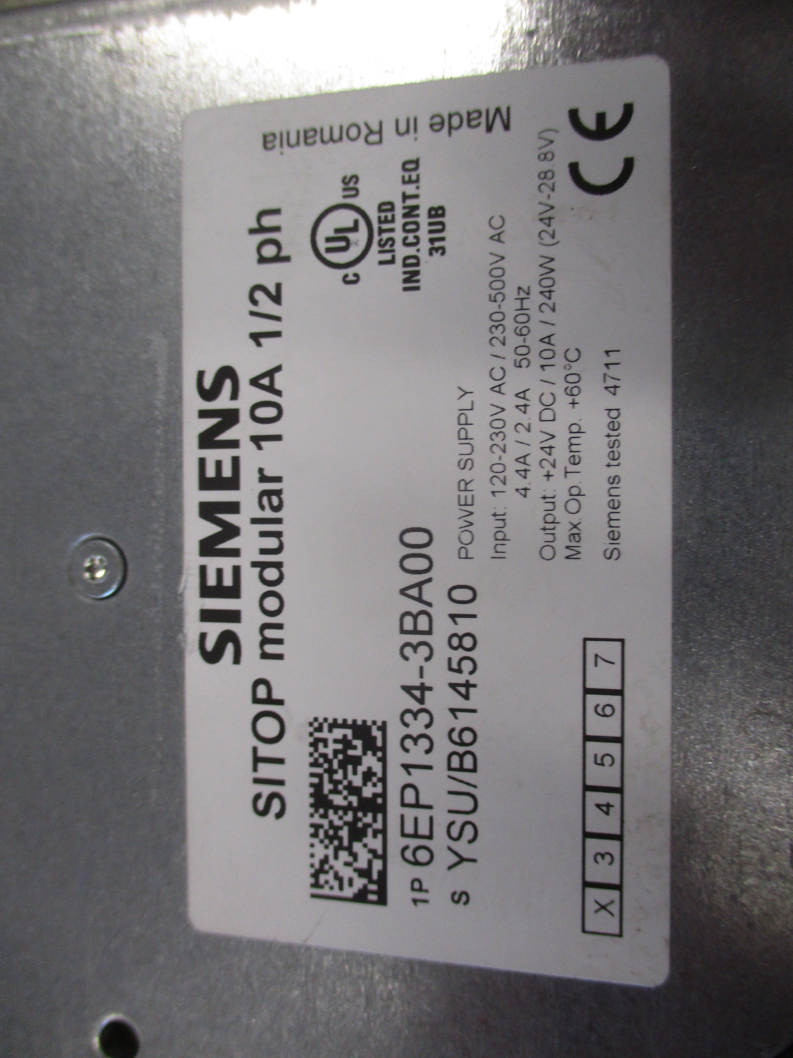 Siemens SITOP Power Supply 6EP1334-3BA00 Input: 120-230V AC / 230-500V AC 4.4A