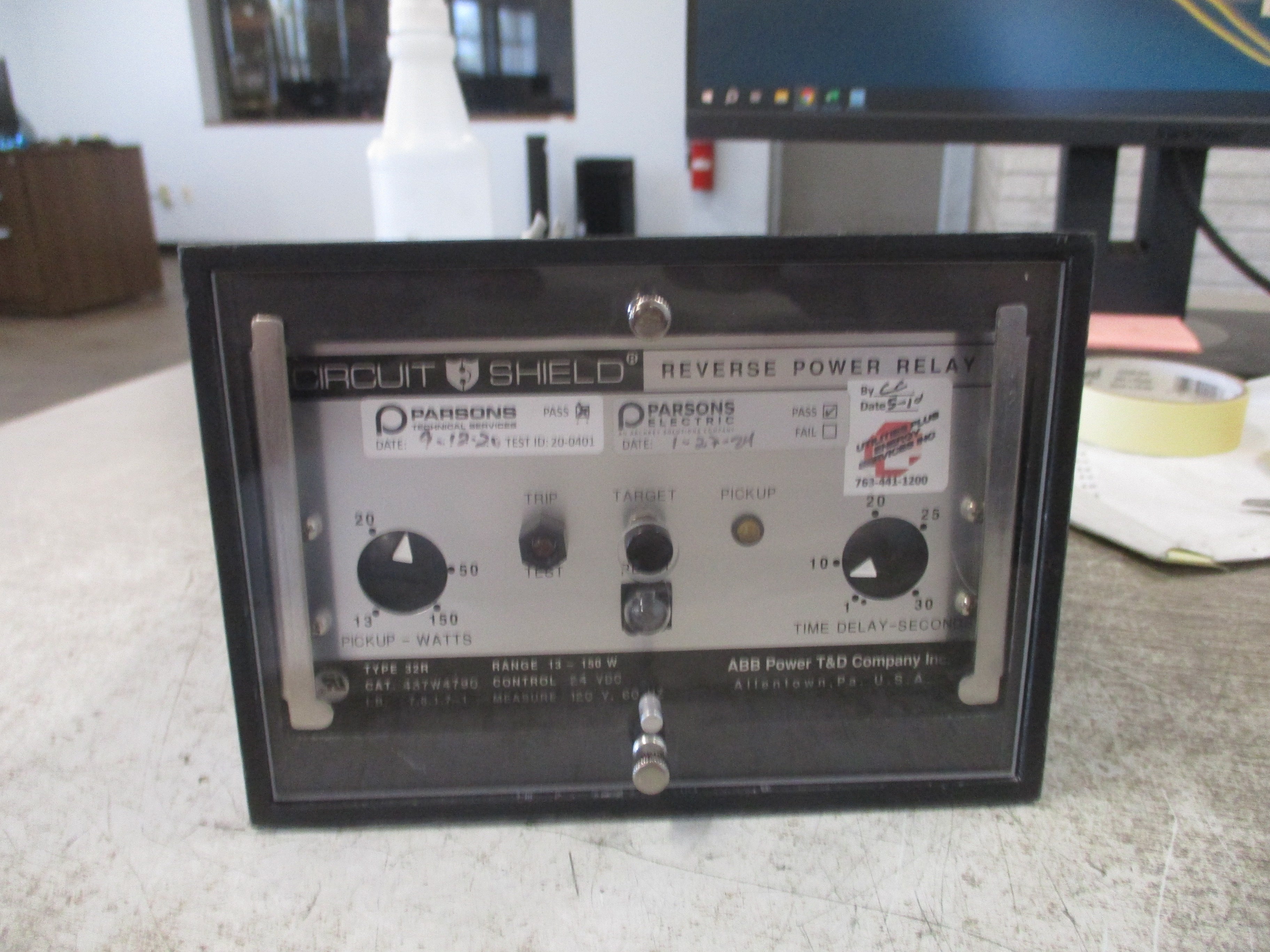 ABB Circuit Shield Reverse Power Relay 437W4790 24VDC Control Range: 13-150W