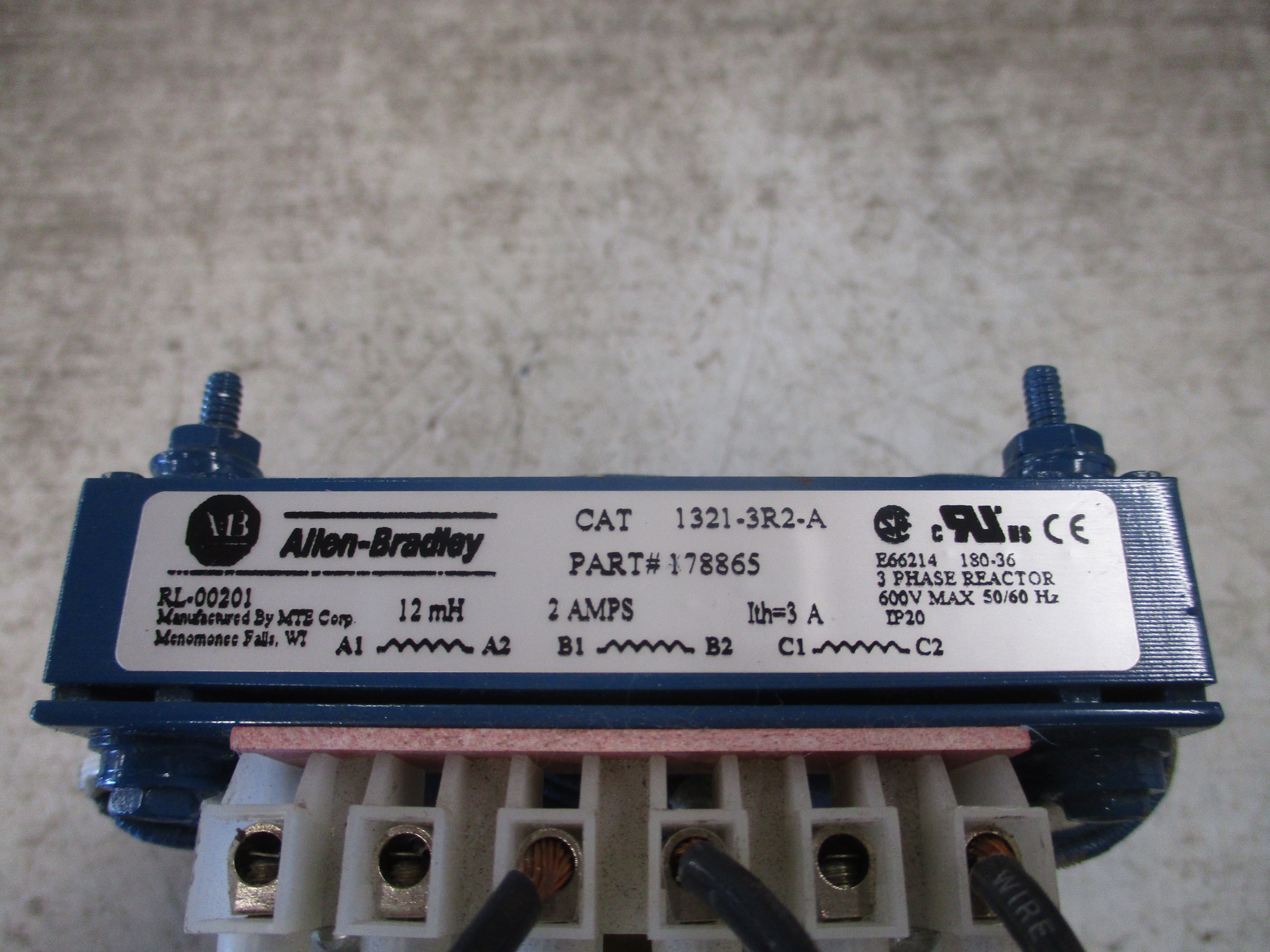 Allen-Bradley 1321-3R2-A Line Reactor 178865 12mH 2A 3Ph 600V 50/60Hz Used