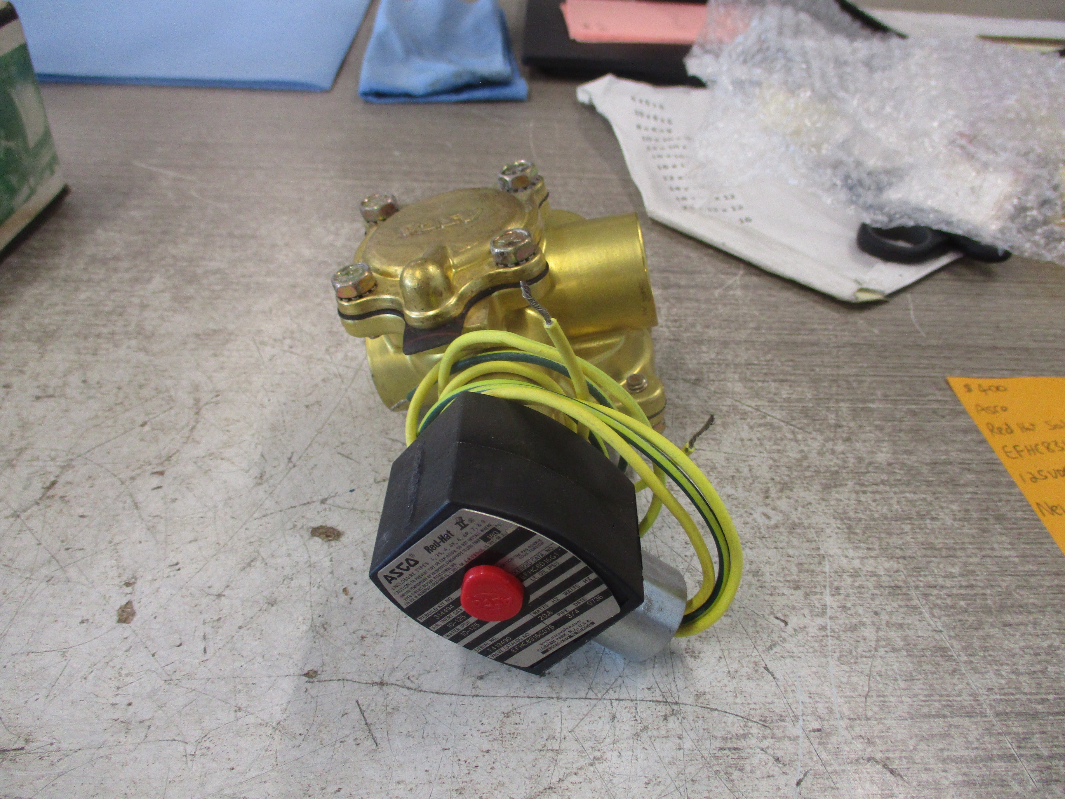 Asco Red Hat Solenoid Valve EFHC8316G076 125VDC Coil New Surplus