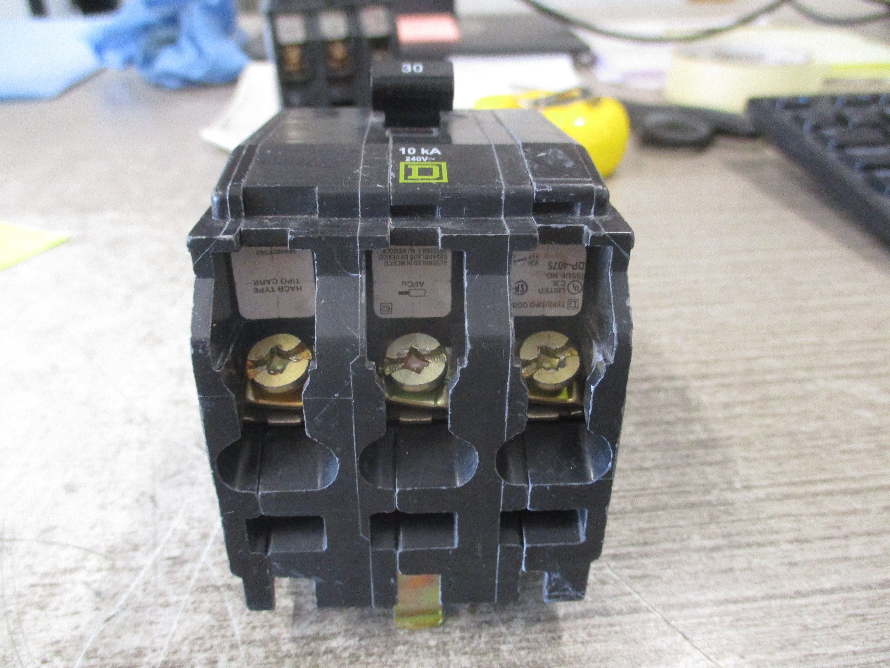 Square D Bolt-On Circuit Breaker QOB330 240V 30A 3P *(1) Screw* Used