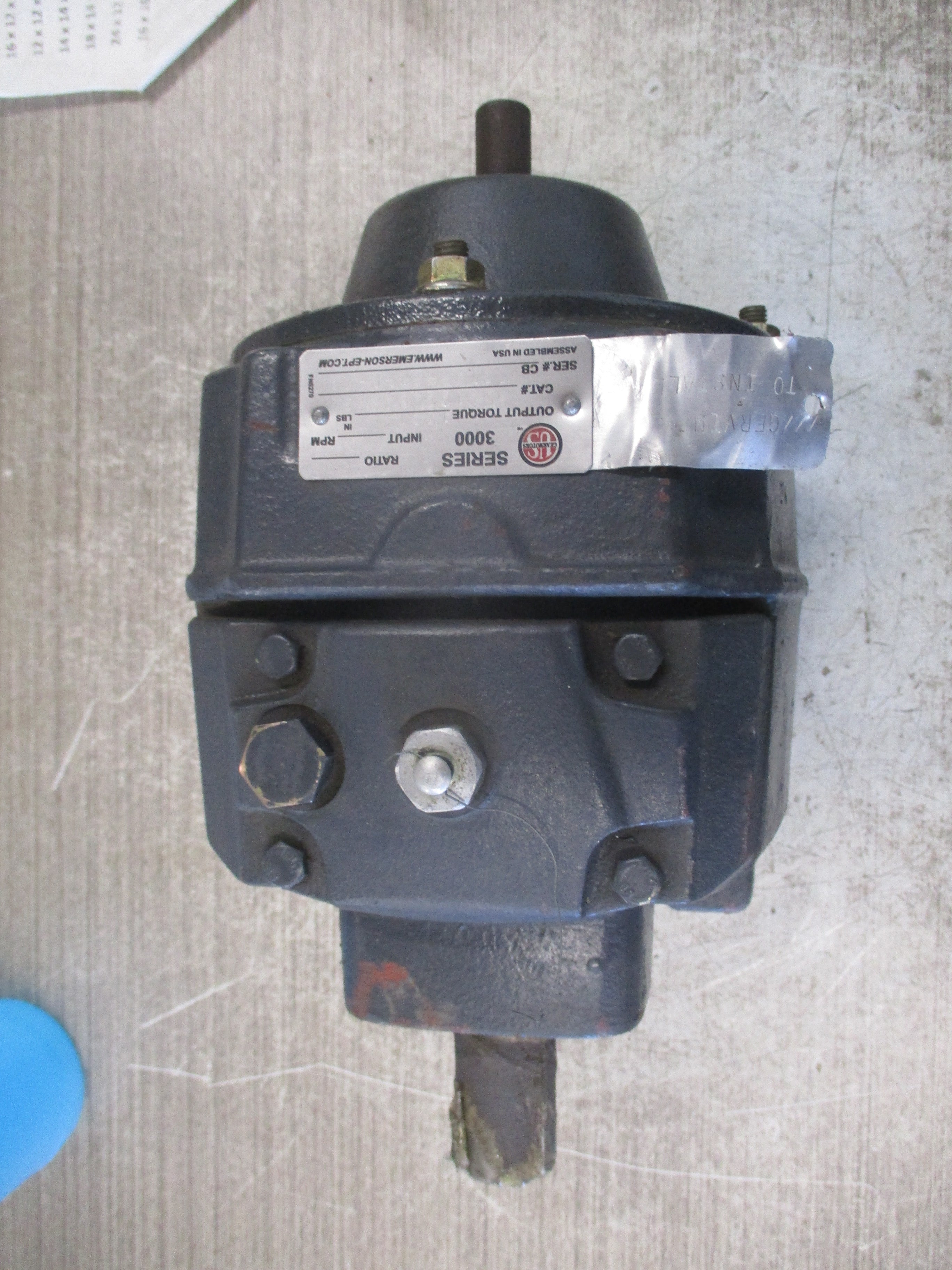 US Motors Series 3000 Gear Reducer OBN3122SB36.3 Ratio 6.3 Used