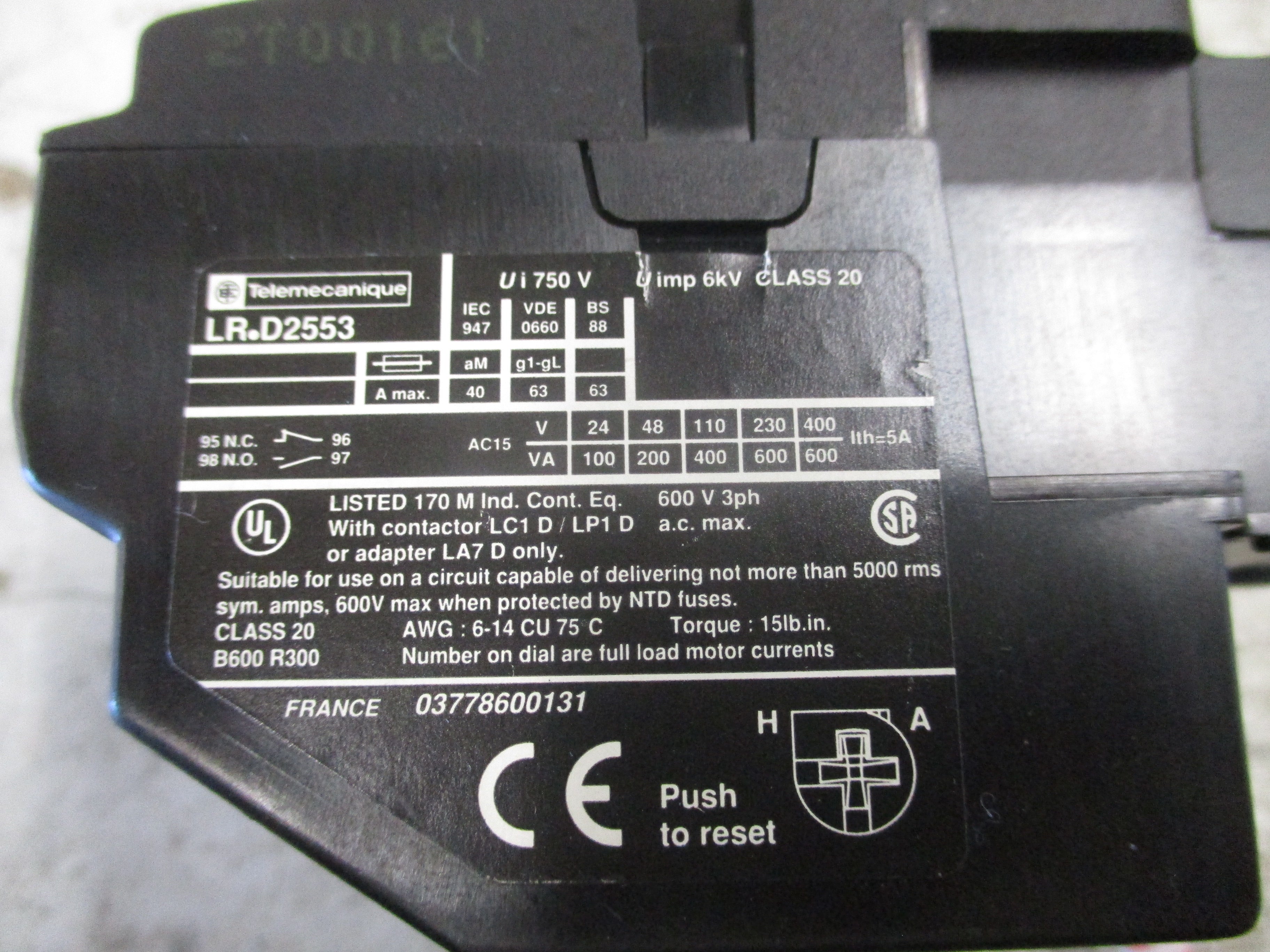 Telemecanique Solid State Overload LR2 D2553 Trip: 23-32A Used