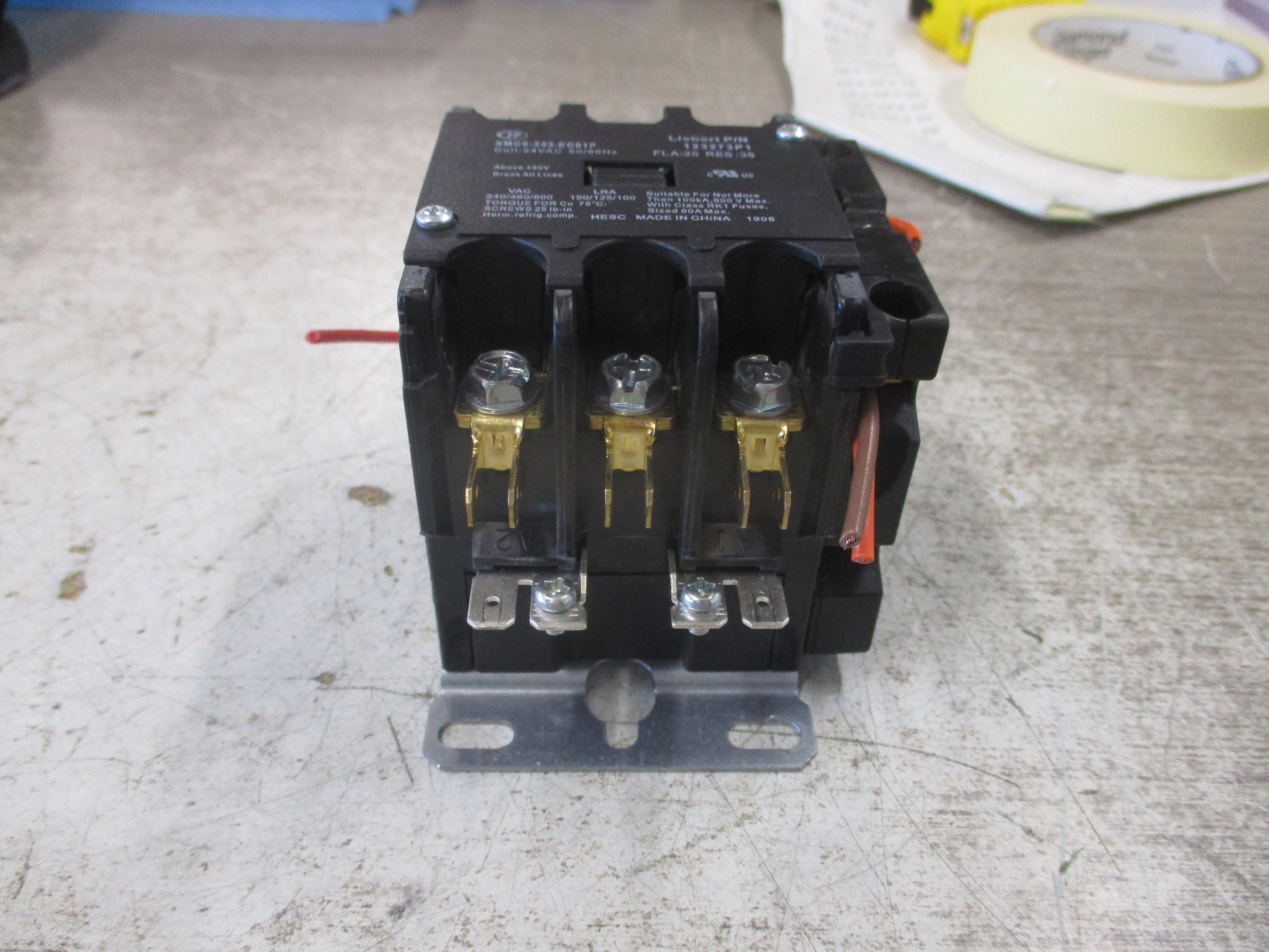 Liebert Contactor 123273P1 25A 600V 24V Coil Used
