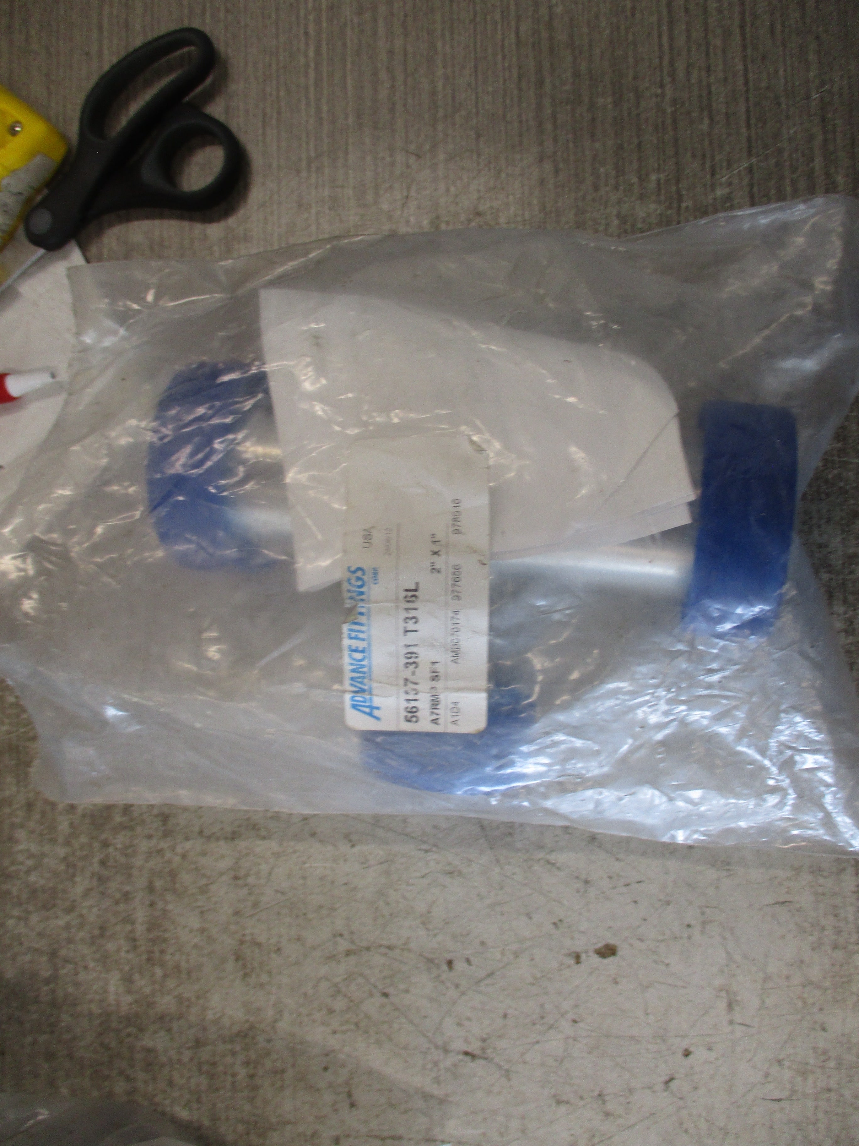 Advance Fittings Stainless Steel Reducing Tee 56137-391 T316L A7RMP SF1 2"x1"