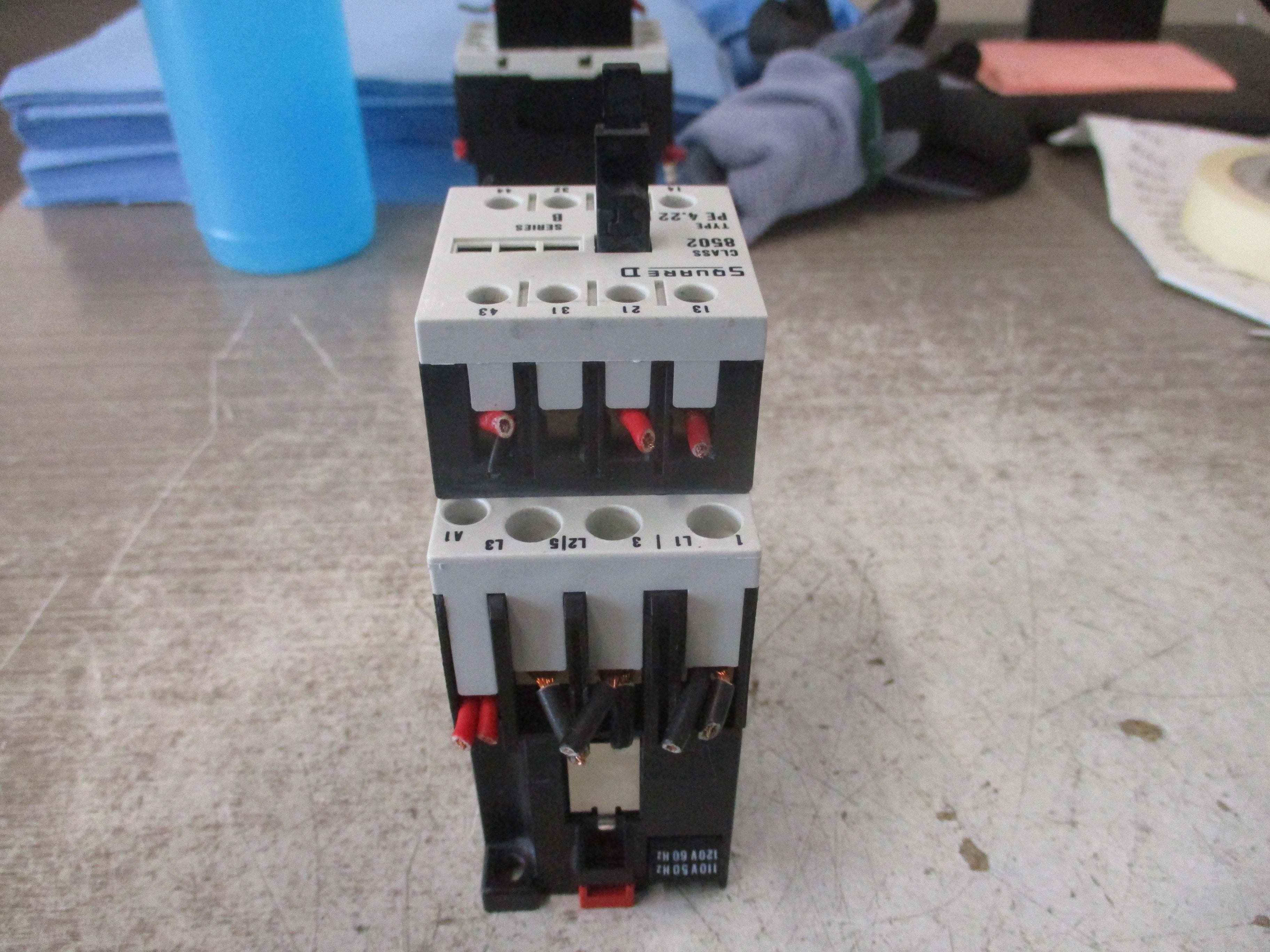 Square D Contactor 8502 PE 4.00 E 120V Coil W/Aux Contact Block Used